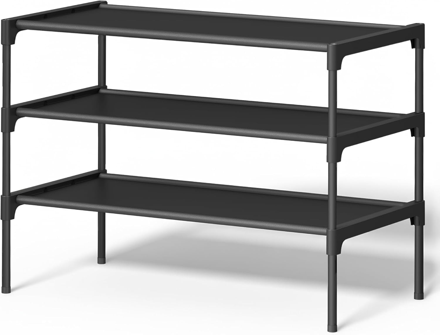 Schuhregal 3 Ebenen platzsparend schwarz Metall