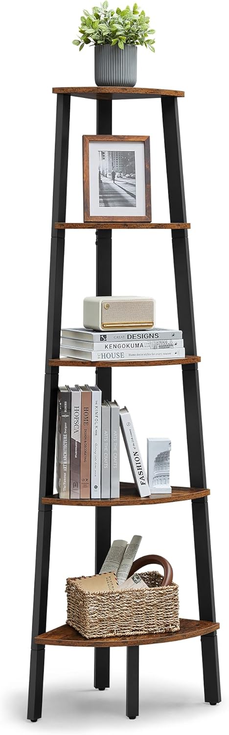 Eckregal im Industrial-Design vintagebraun-schwarz