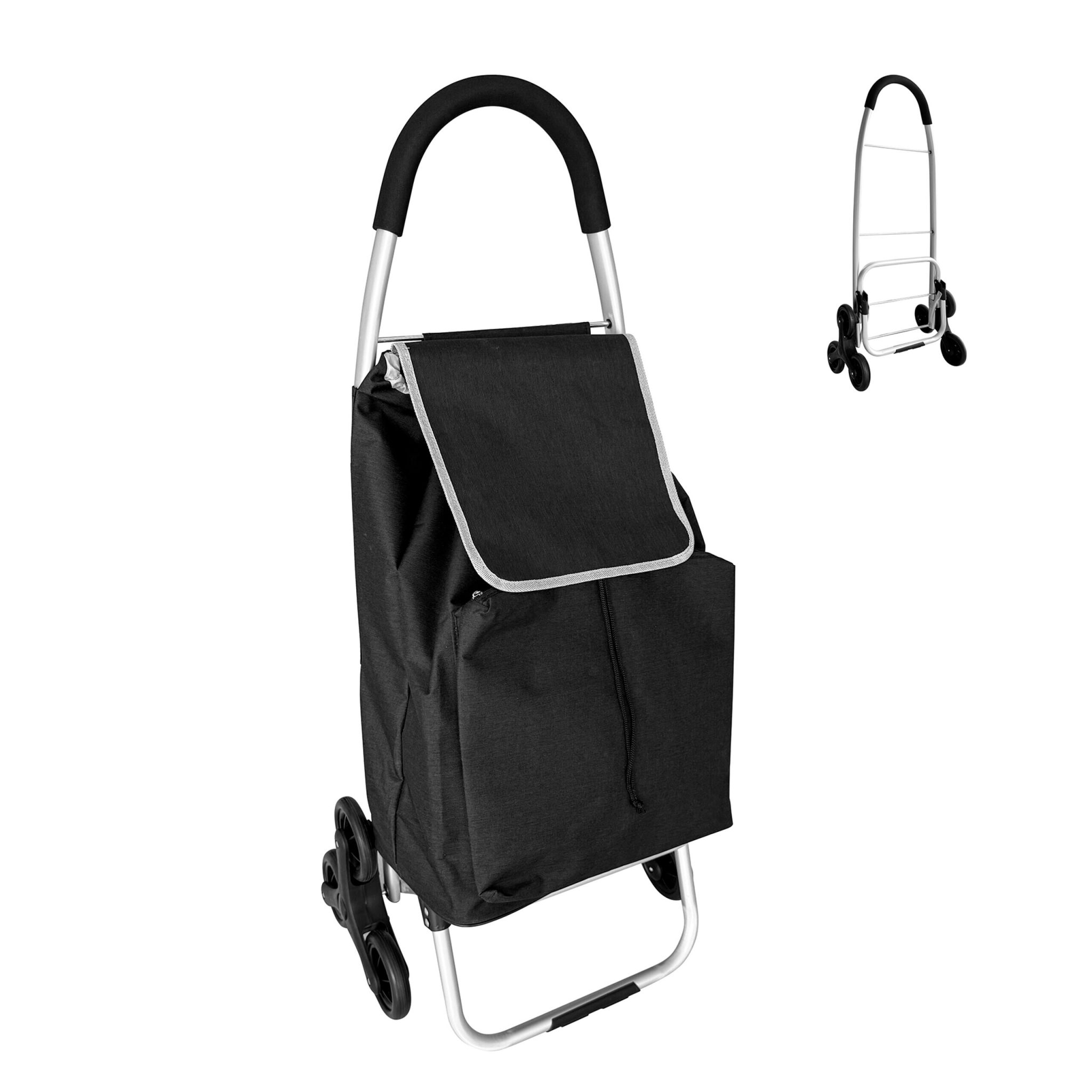 Einkaufstrolley Treppensteiger 45L Schwarz-Silber