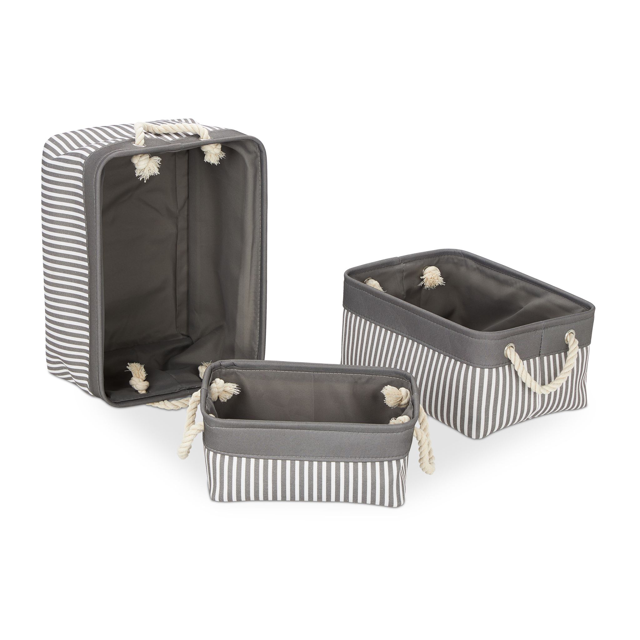 Aufbewahrungskörbe 3 Grössen Set Weiss-Grau