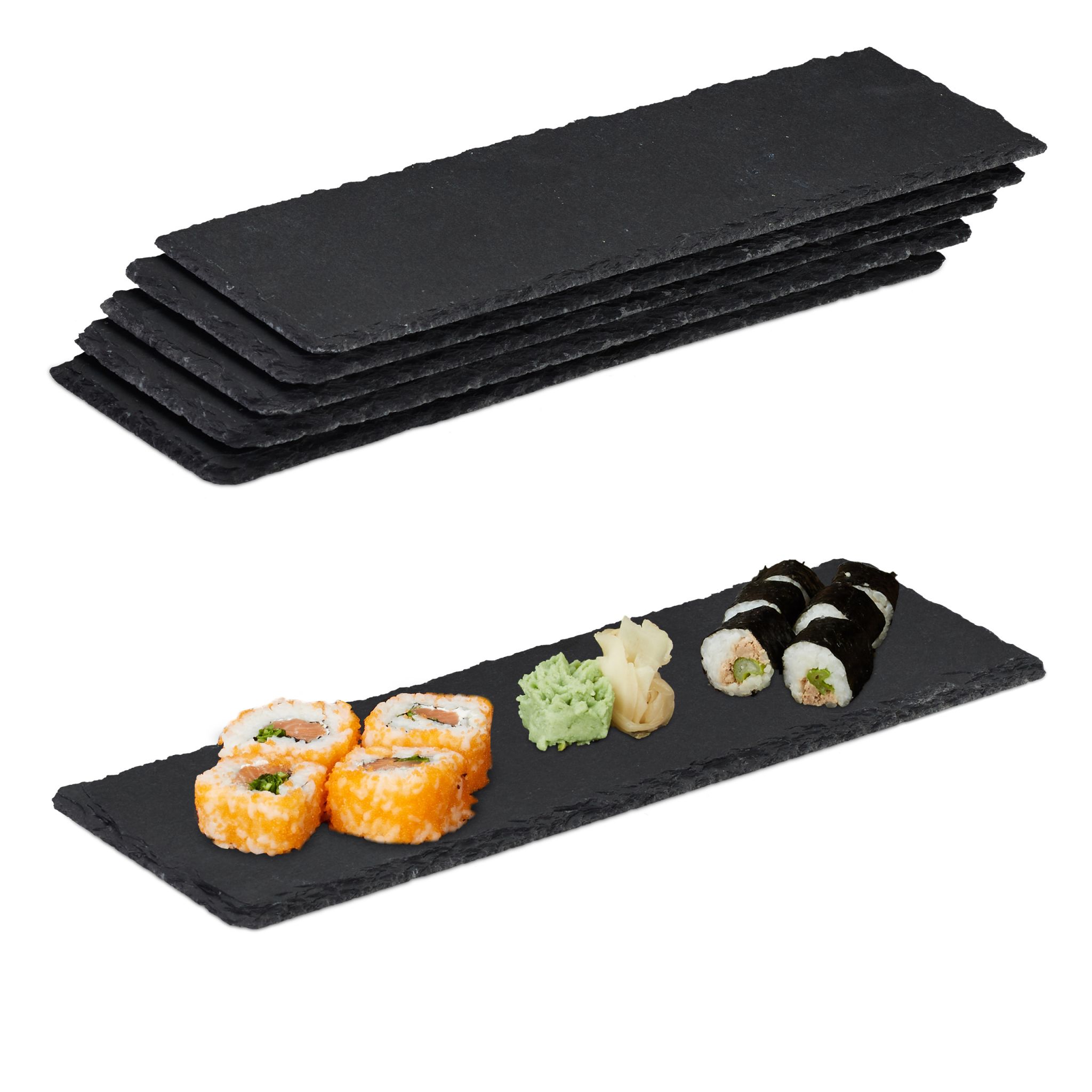Schieferplatte 30x10cm 6er-Set Anthrazit
