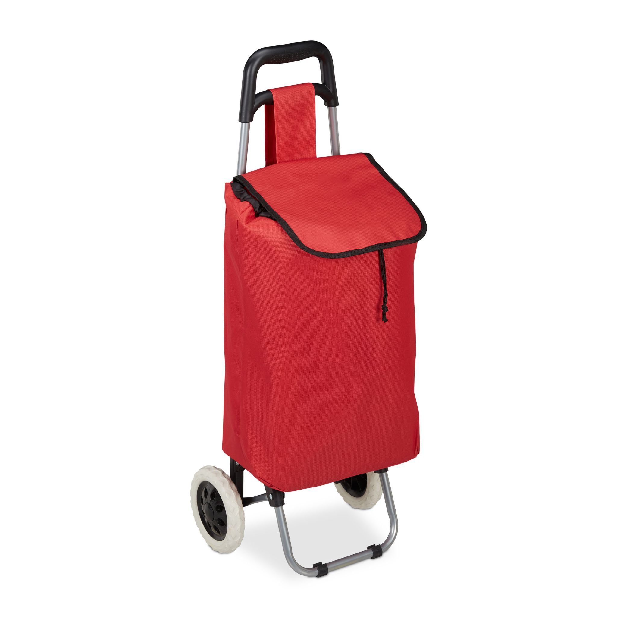 Einkaufstrolley klappbar Rot-Schwarz-Silber