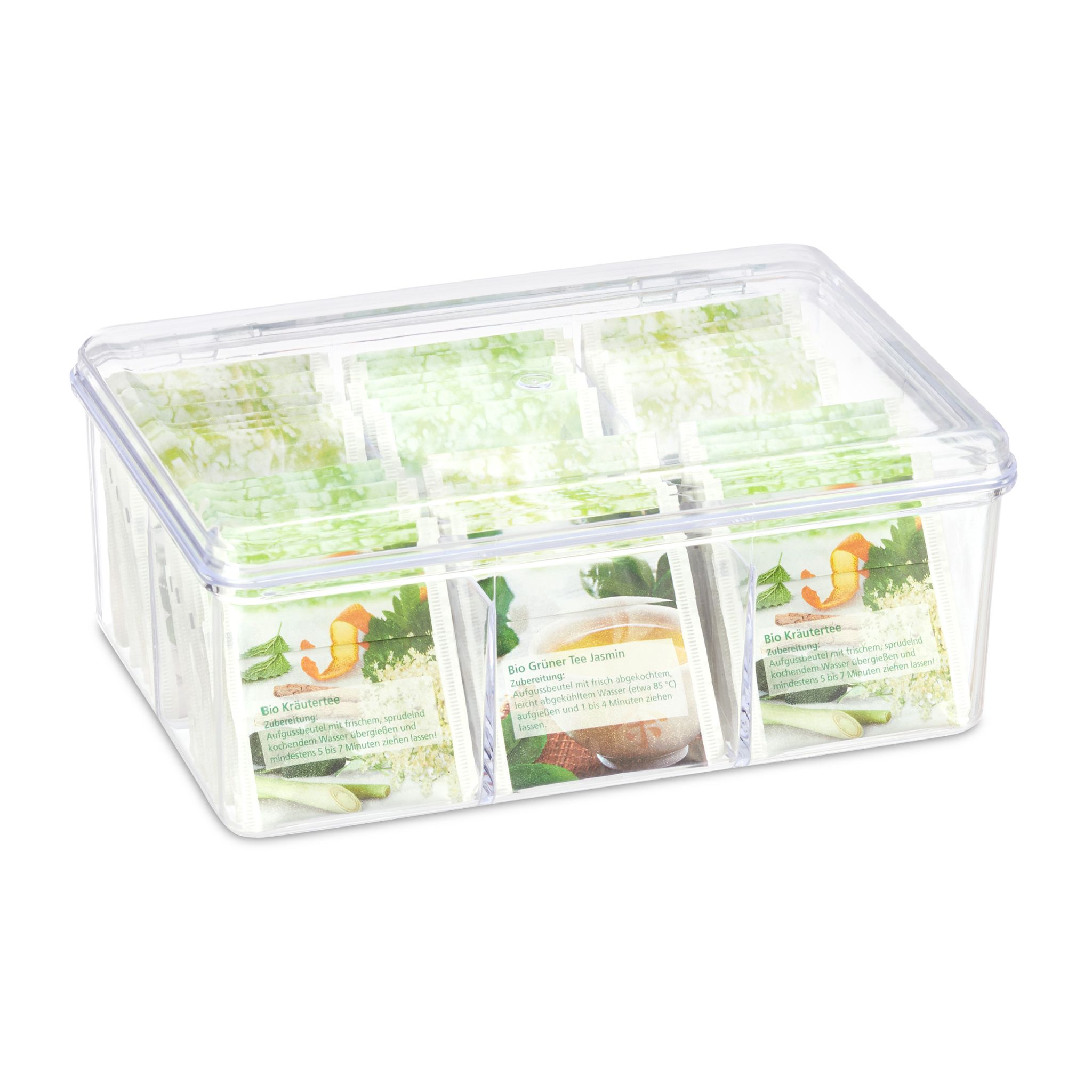 Teebox transparent mit 6 Fächern Transparent
