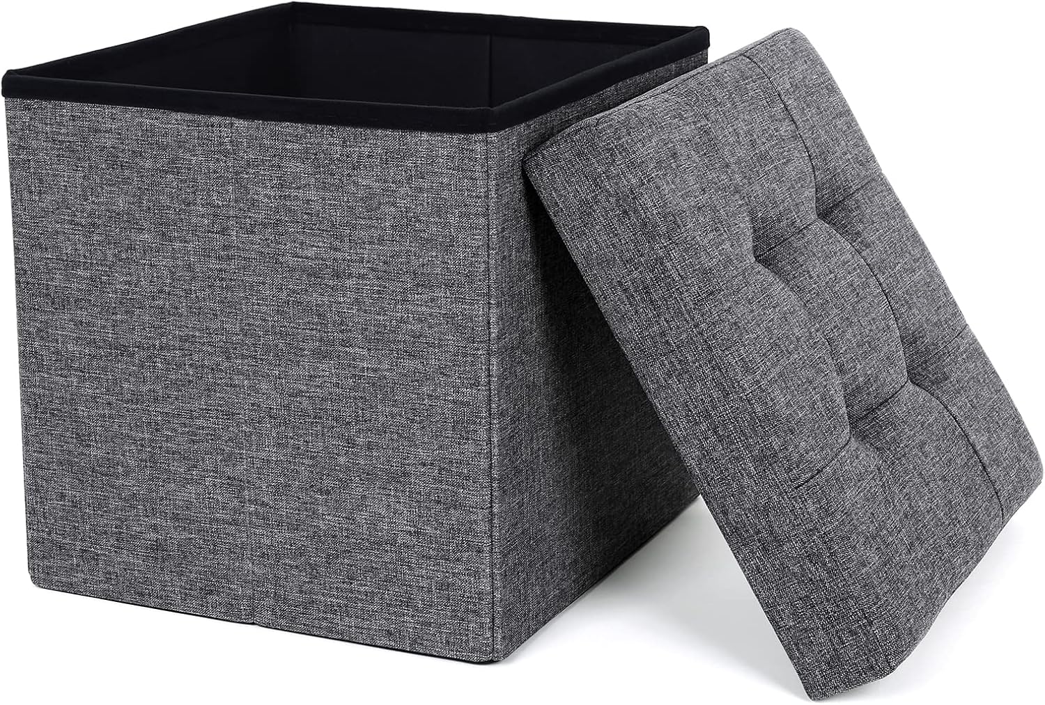 Sitzhocker mit Stauraum, Fusshocker, Sitzwürfel, dunkelgrau
