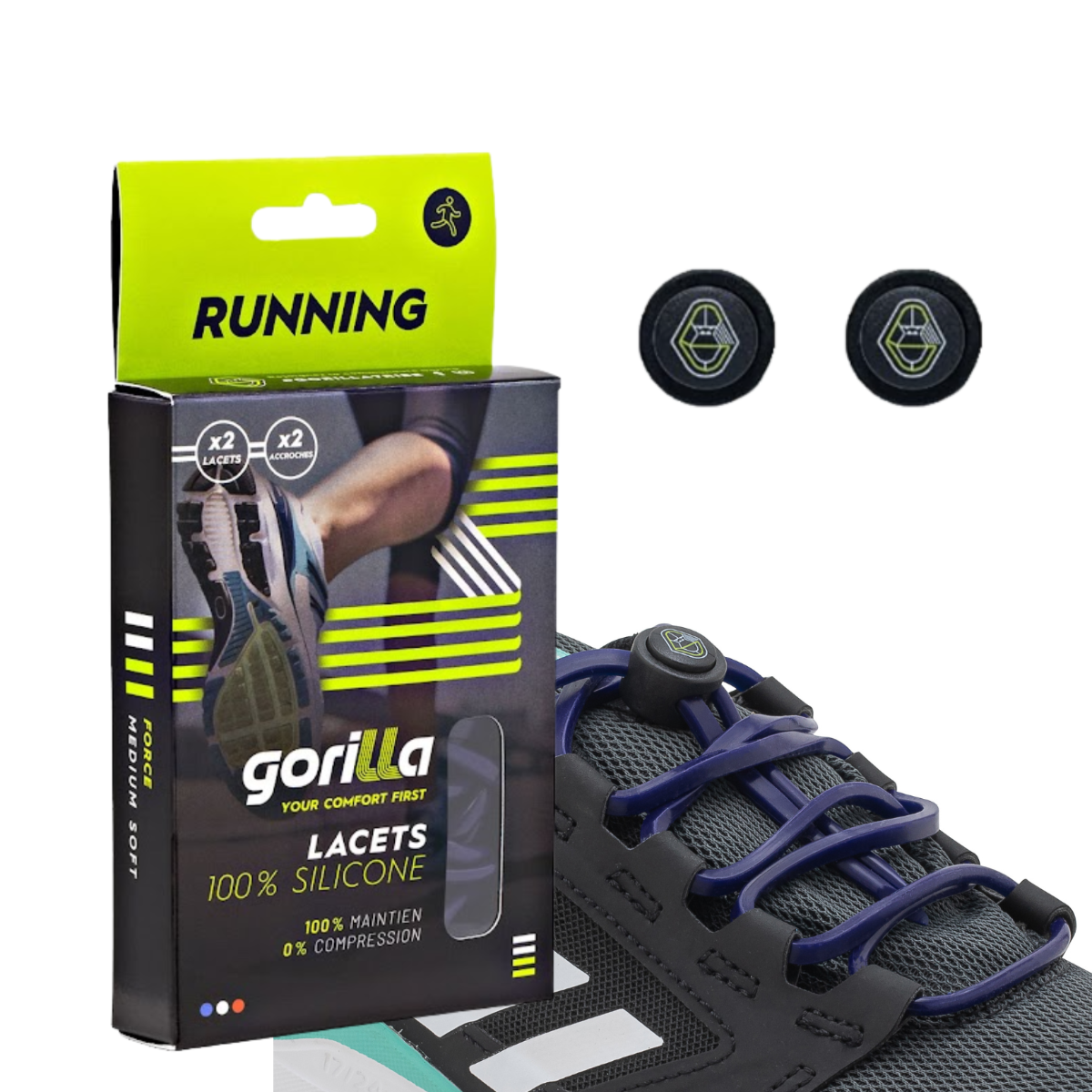Elastische Schnürsenkel Flexibel Ohne Binden Silikon Running & Joggen Marineblau