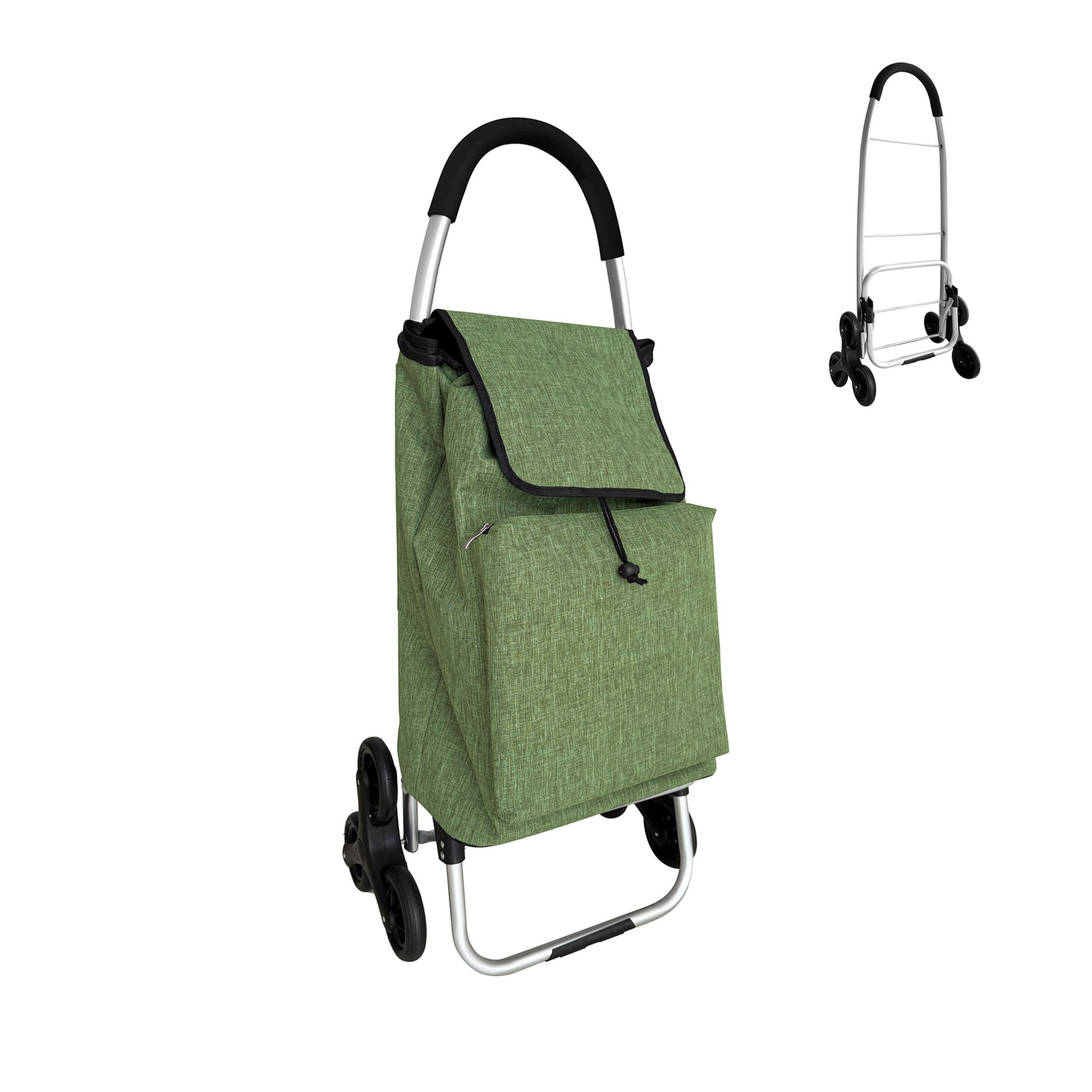 Einkaufstrolley Treppensteiger 45L Grün-Schwarz-Silber