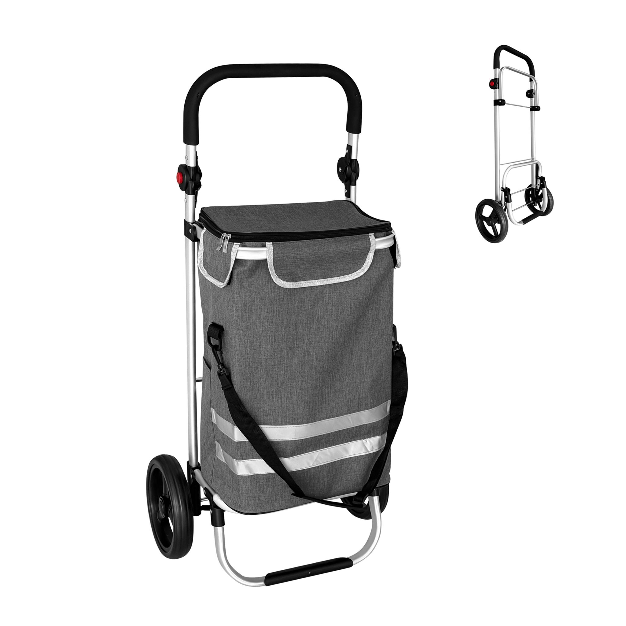 Klappbarer Einkaufstrolley 45L Schwarz-Silber-Grau