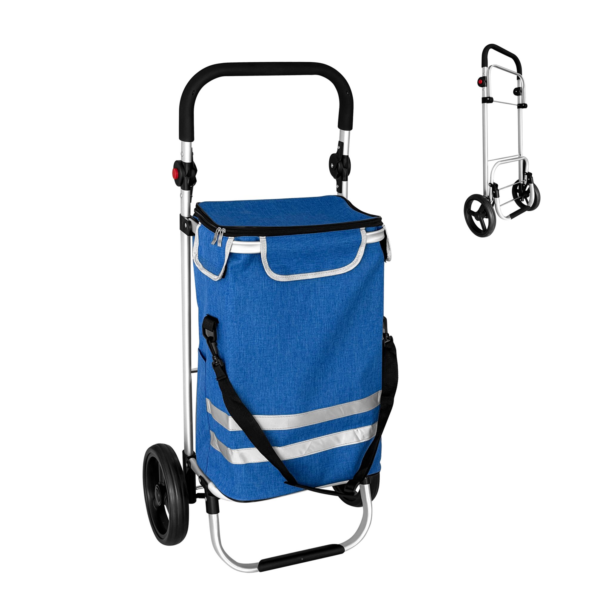 Klappbarer Einkaufstrolley 45L Blau-Schwarz-Silber
