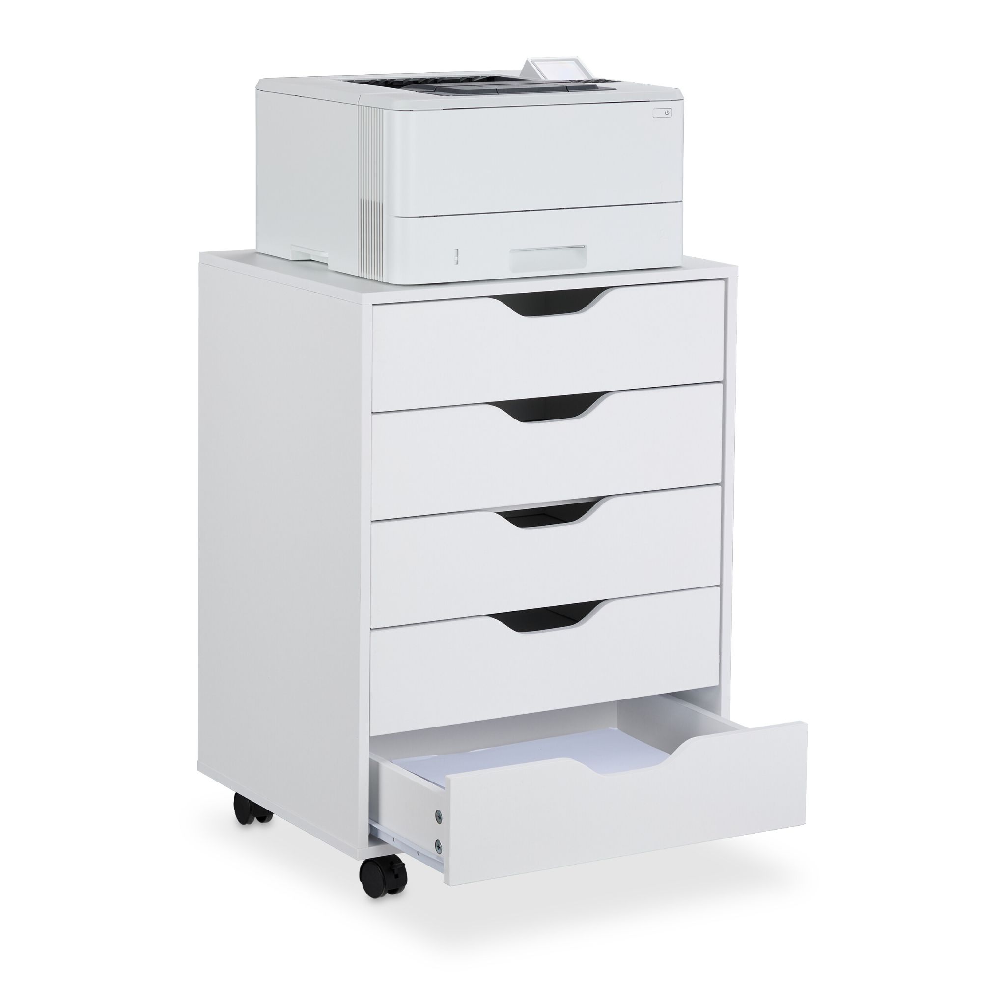 Rollcontainer mit Schubladen Weiss-Schwarz