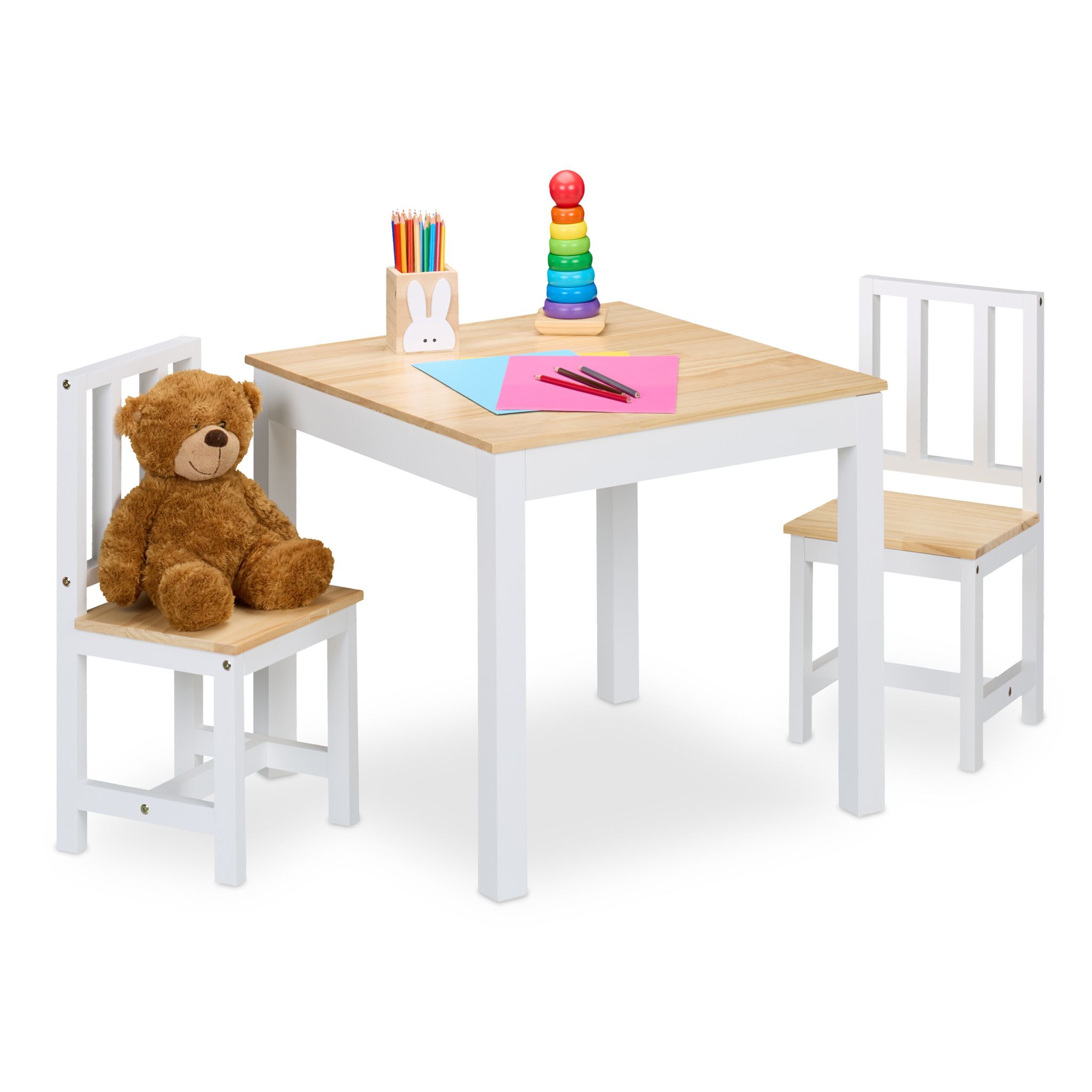 Kindersitzgruppe 3tlg. Weiss-Hellbraun
