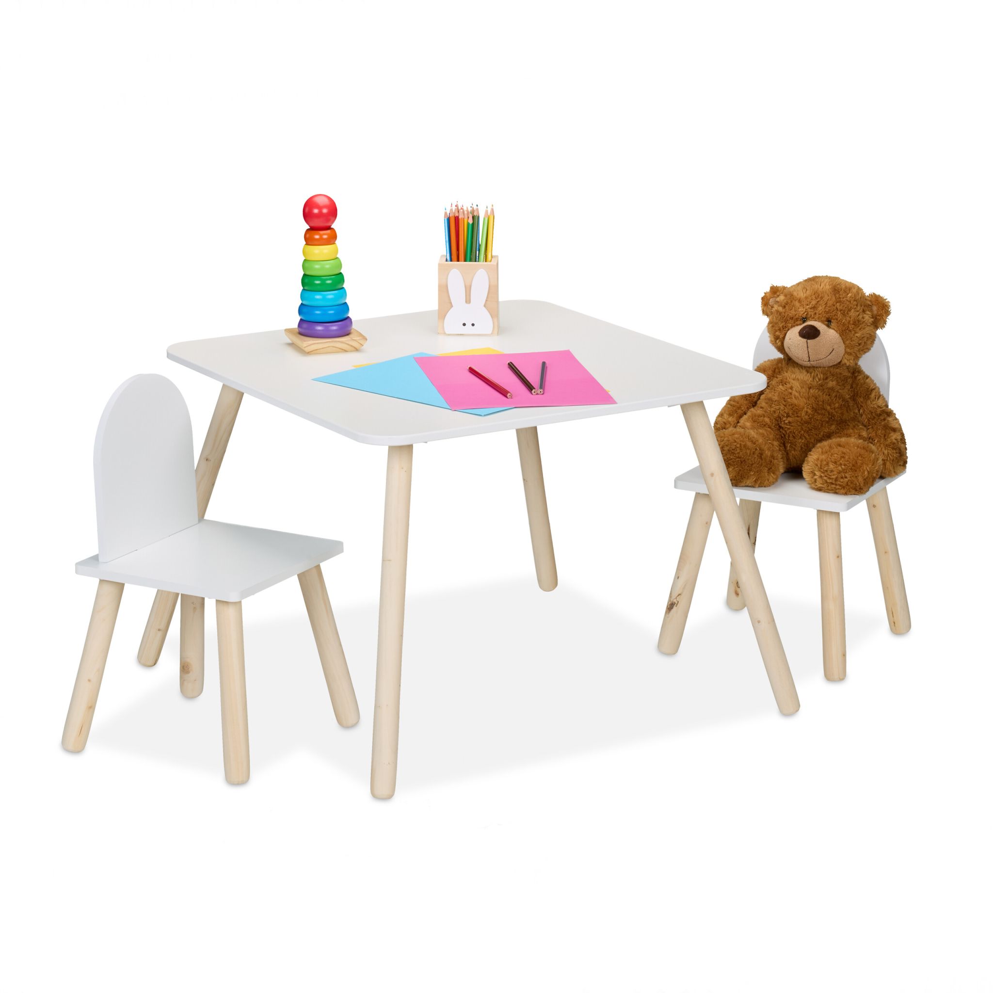 Kindersitzgruppe 3tlg. Weiss-Hellbraun