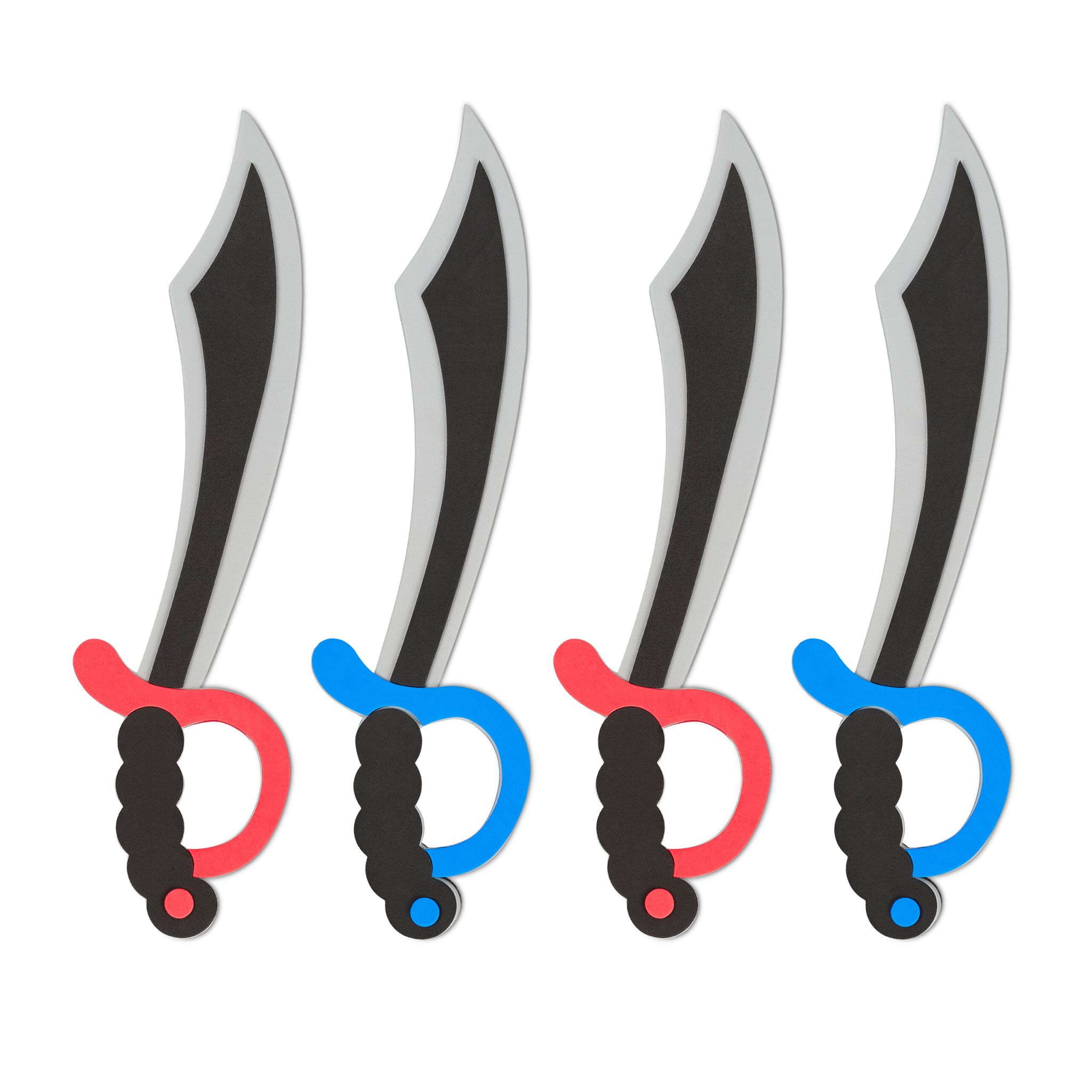 Piratensäbel 4er-Set Rot-Schwarz-Grau
