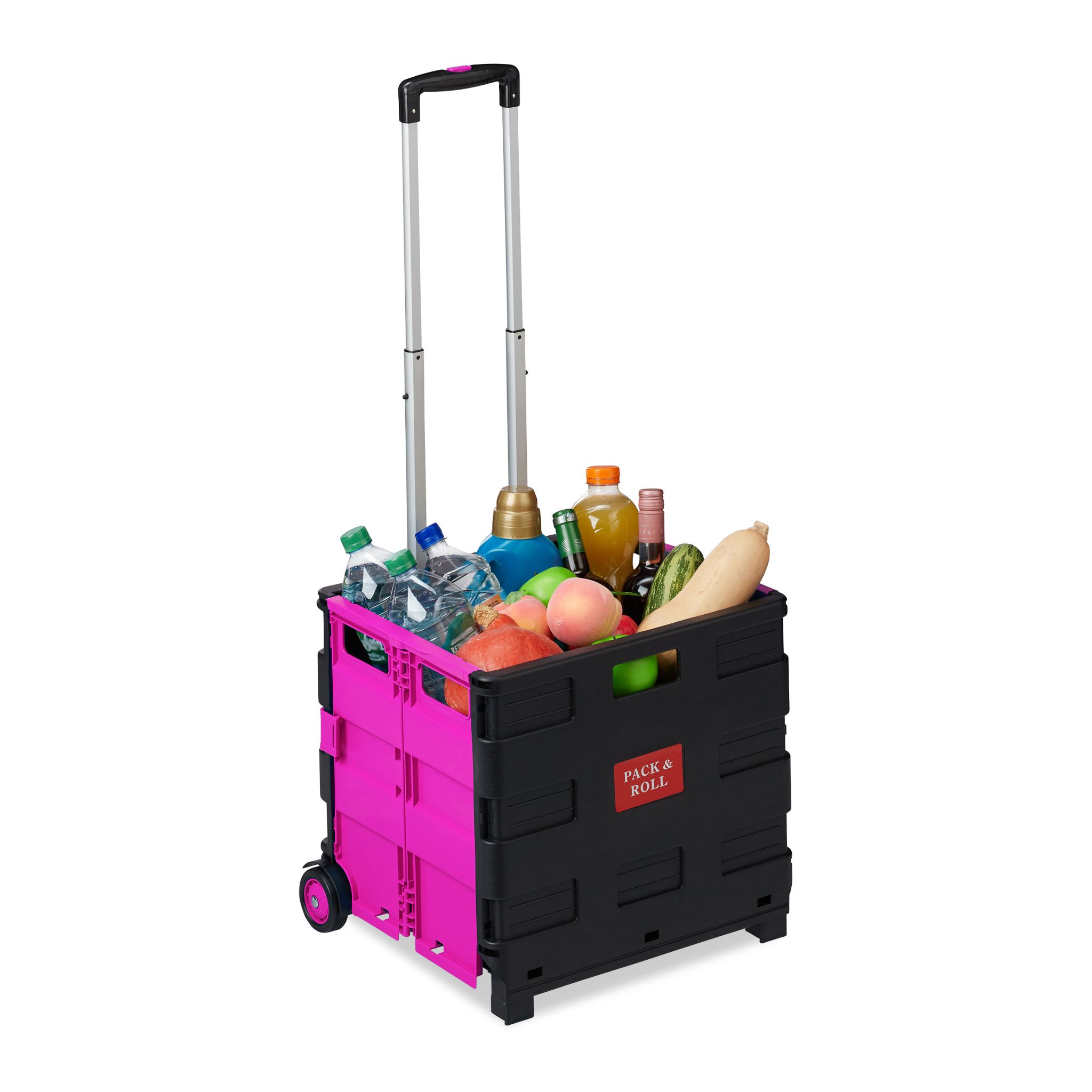 Einkaufstrolley klappbar Pink-Schwarz