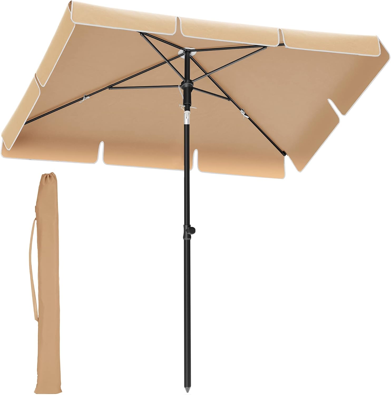 Balkonschirm knickbar UPF50+ taupe Polyester 200 x 125 cm