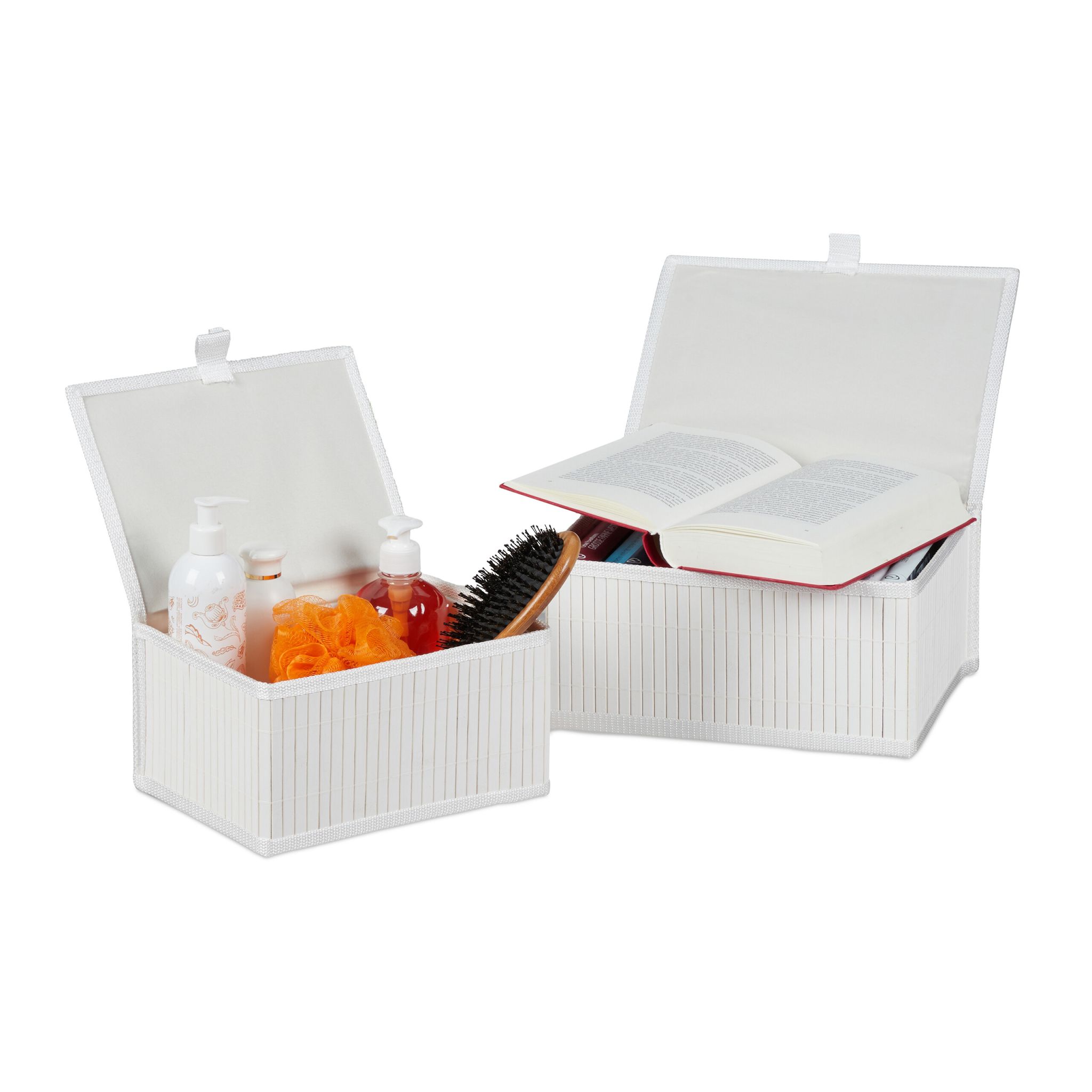 Aufbewahrungskorb Bambus 2-tlg. Set Weiss