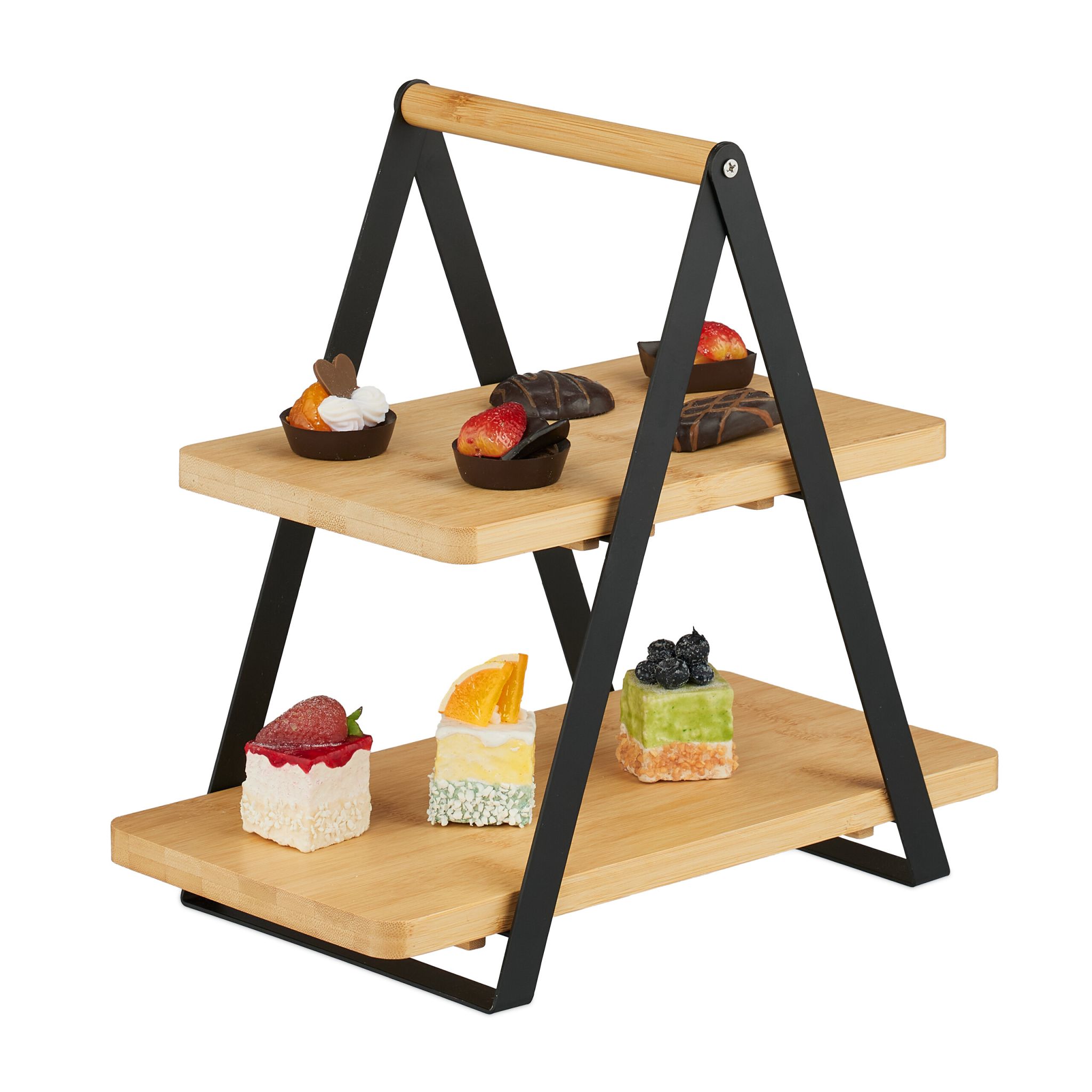 Etagere Bambus & Metall Hellbraun-Schwarz