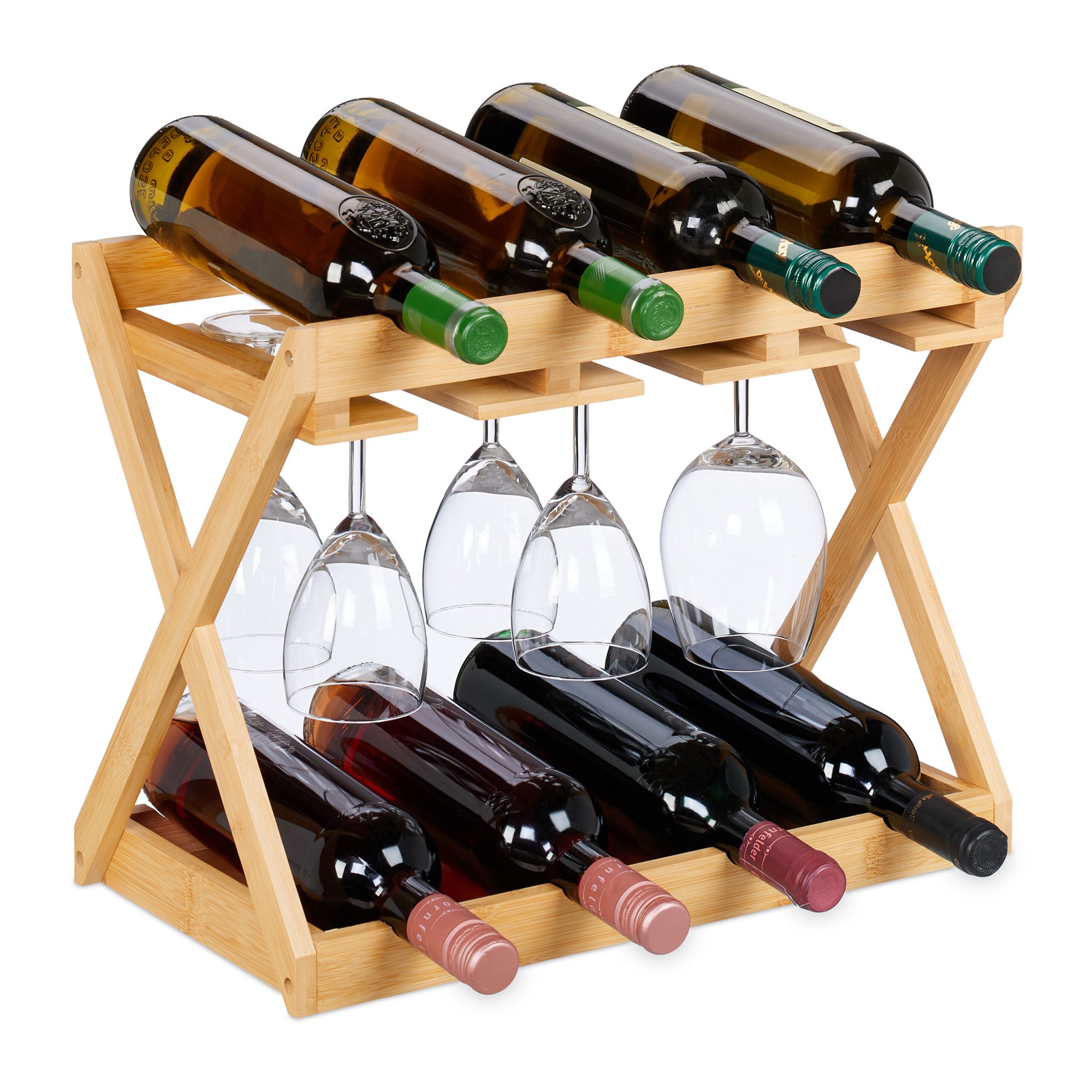 Weinregal mit Glashalter Hellbraun