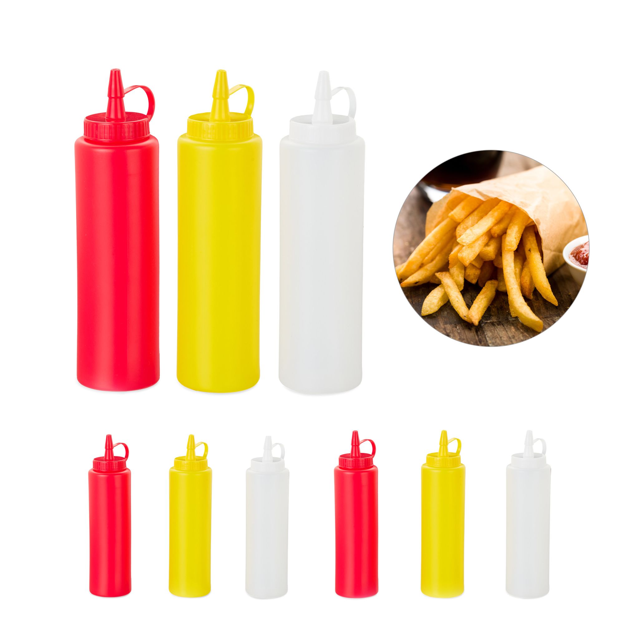 Squeeze Flasche 9er-Set Weiss-Gelb-Rot