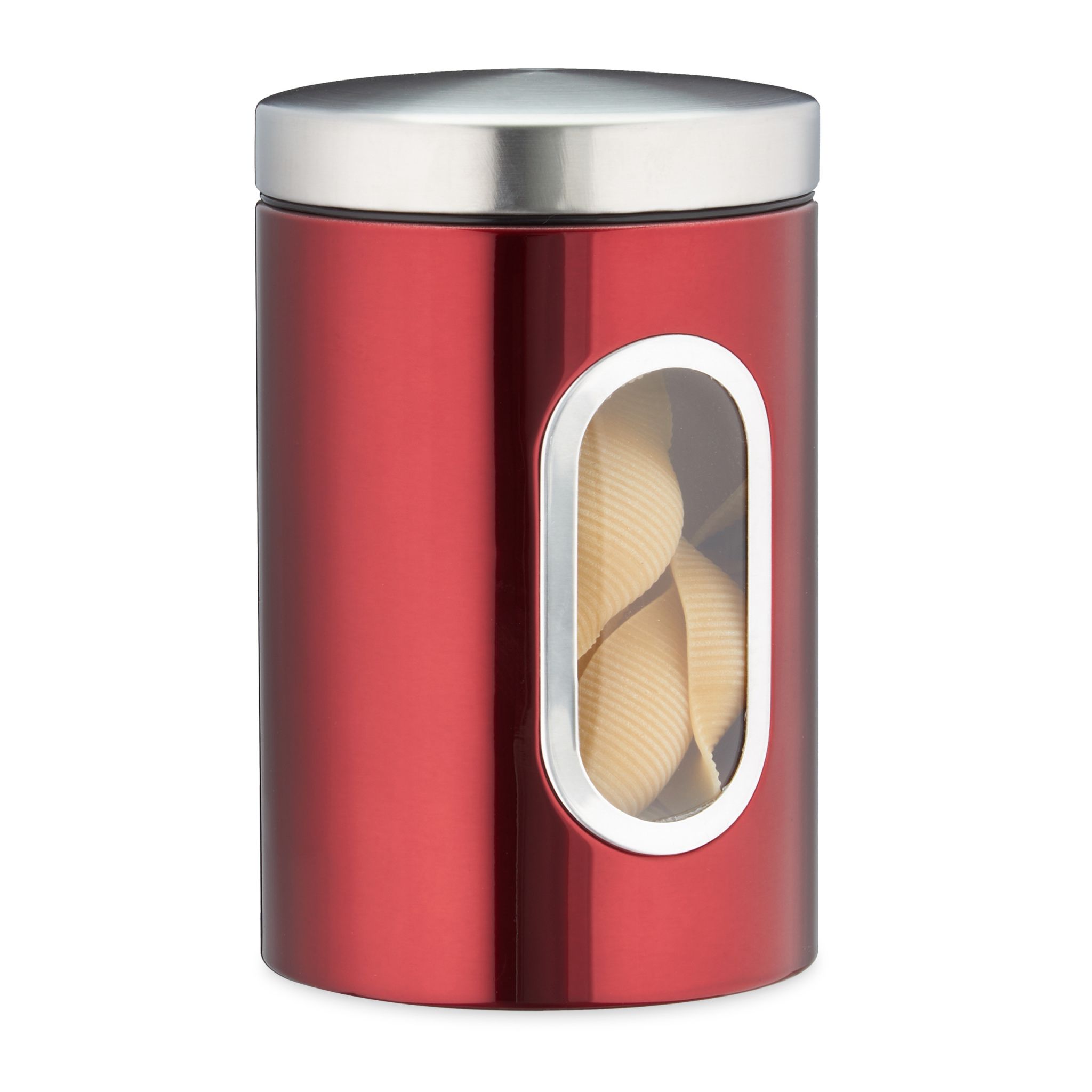 Vorratsdose mit Sichtfenster Rot-Silber-Transparent