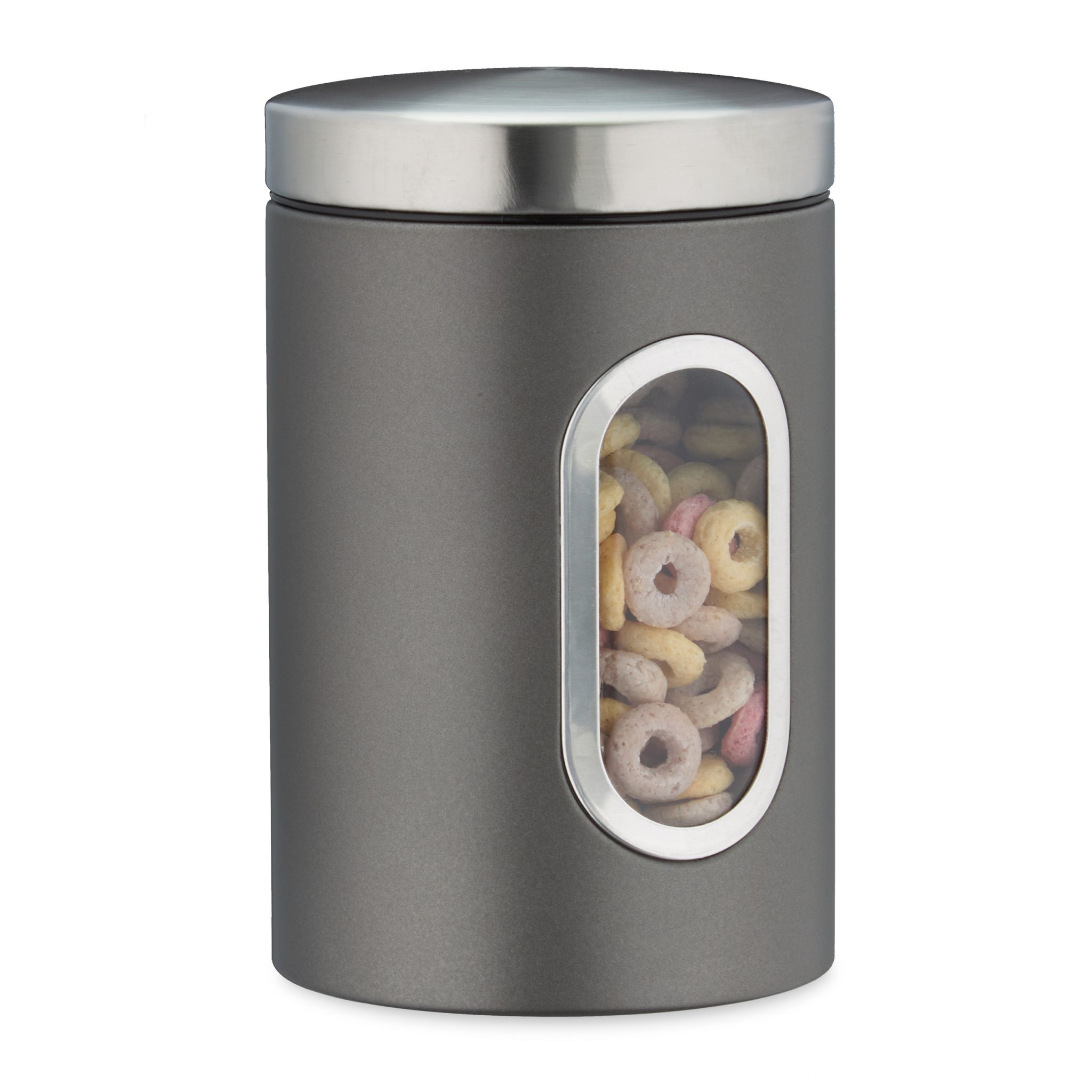 Vorratsdose mit Sichtfenster Silber-Transparent-Grau