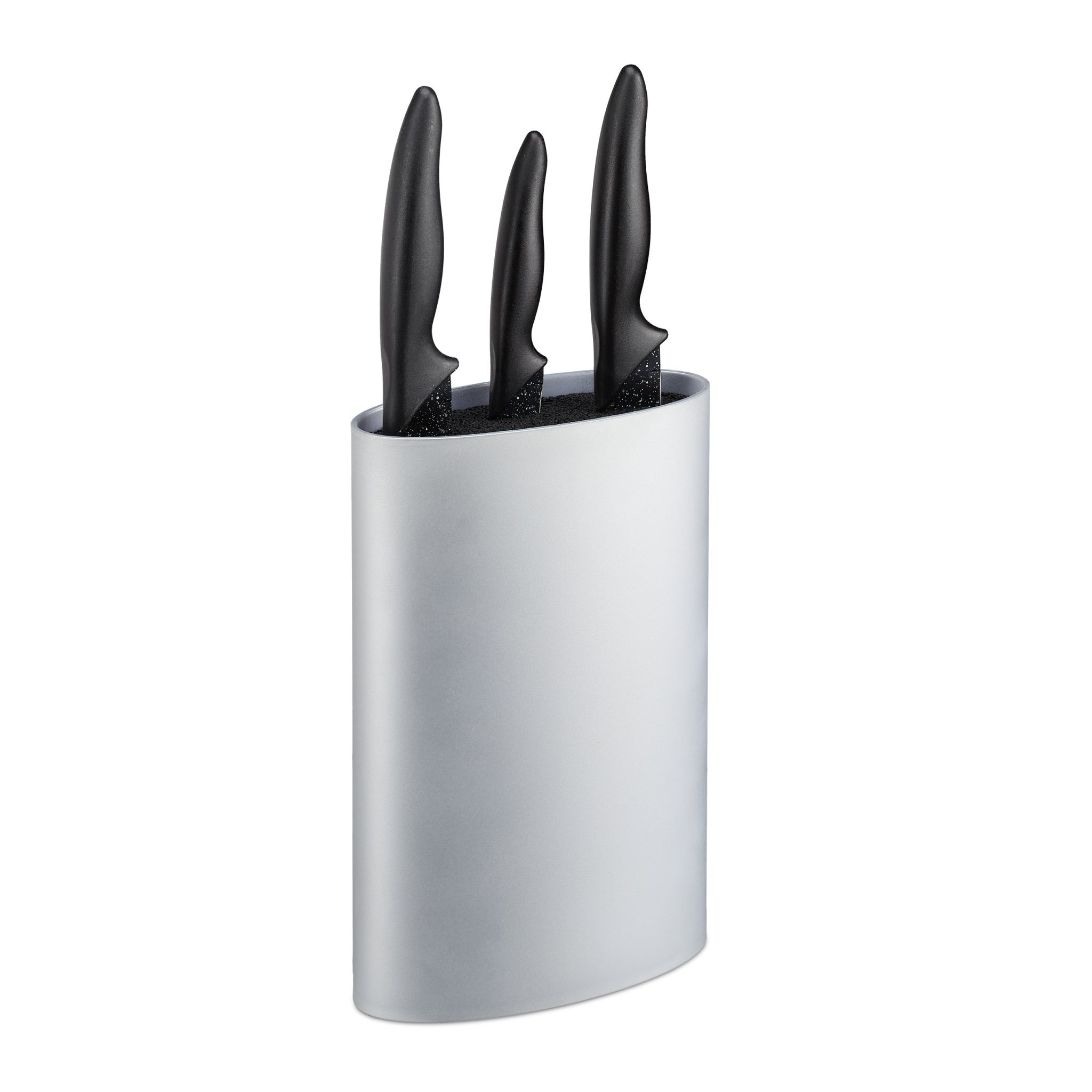 Messerblock oval Schwarz-Silber