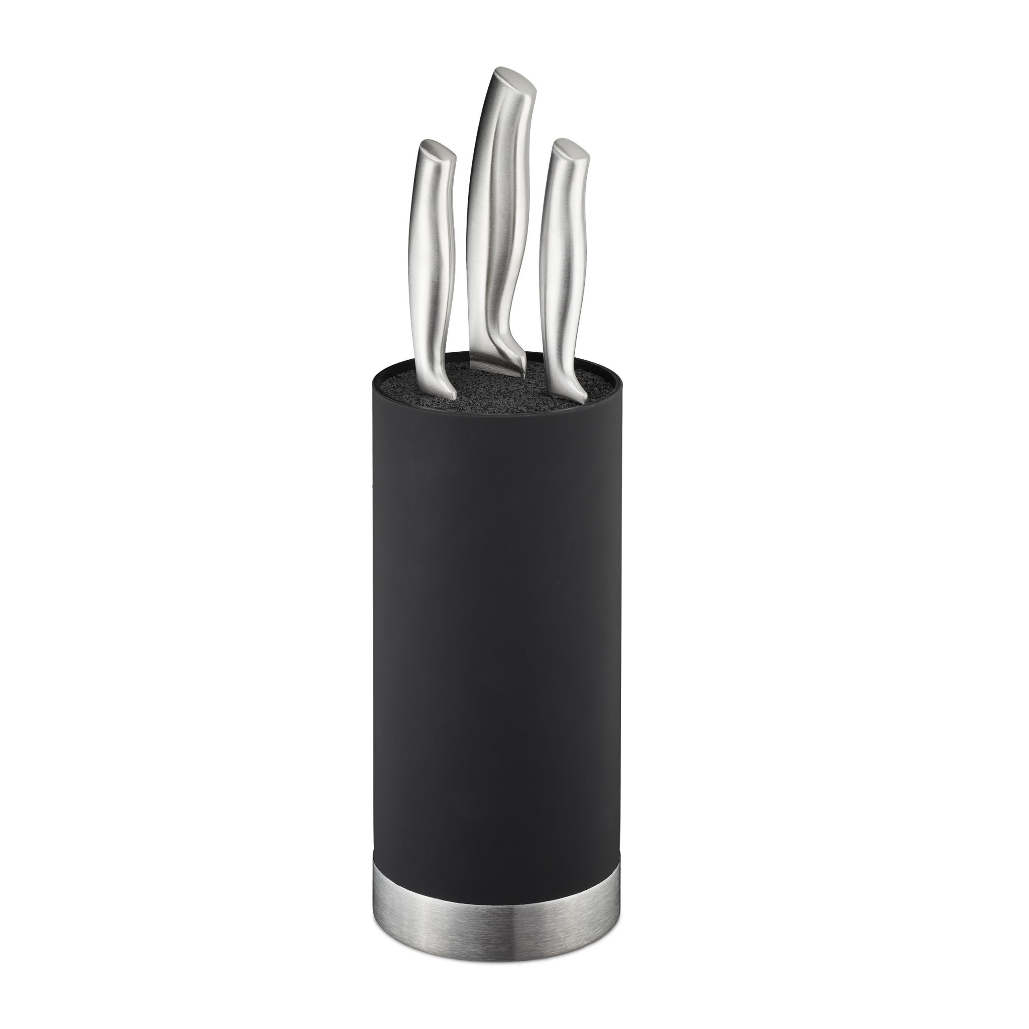 Messerblock rund Schwarz-Silber