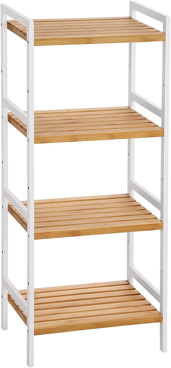 Bambus Standregal 4 Ablagen naturfarben-weiss