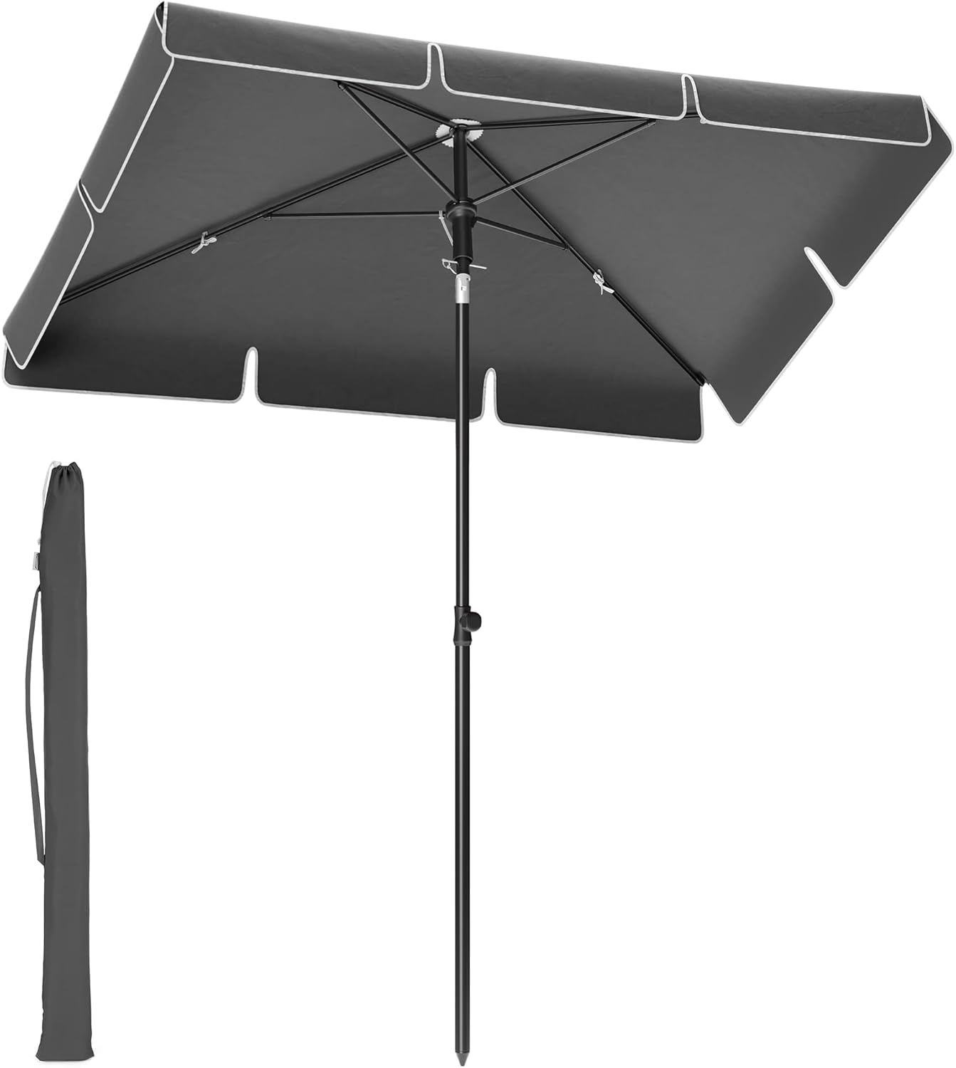 Balkonschirm knickbar UPF50+ grau Polyester 180 x 125 cm