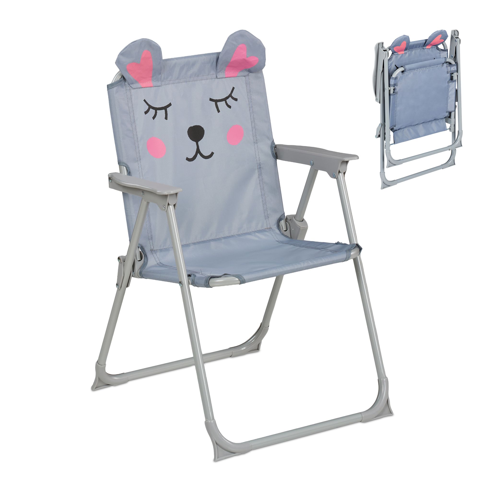 Kinder Klappstuhl mit Motiv Rosa-Schwarz-Grau