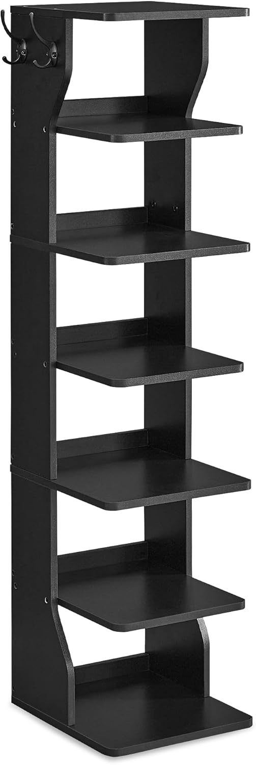 Schuhregal schmal mit 7 Ebenen schwarz