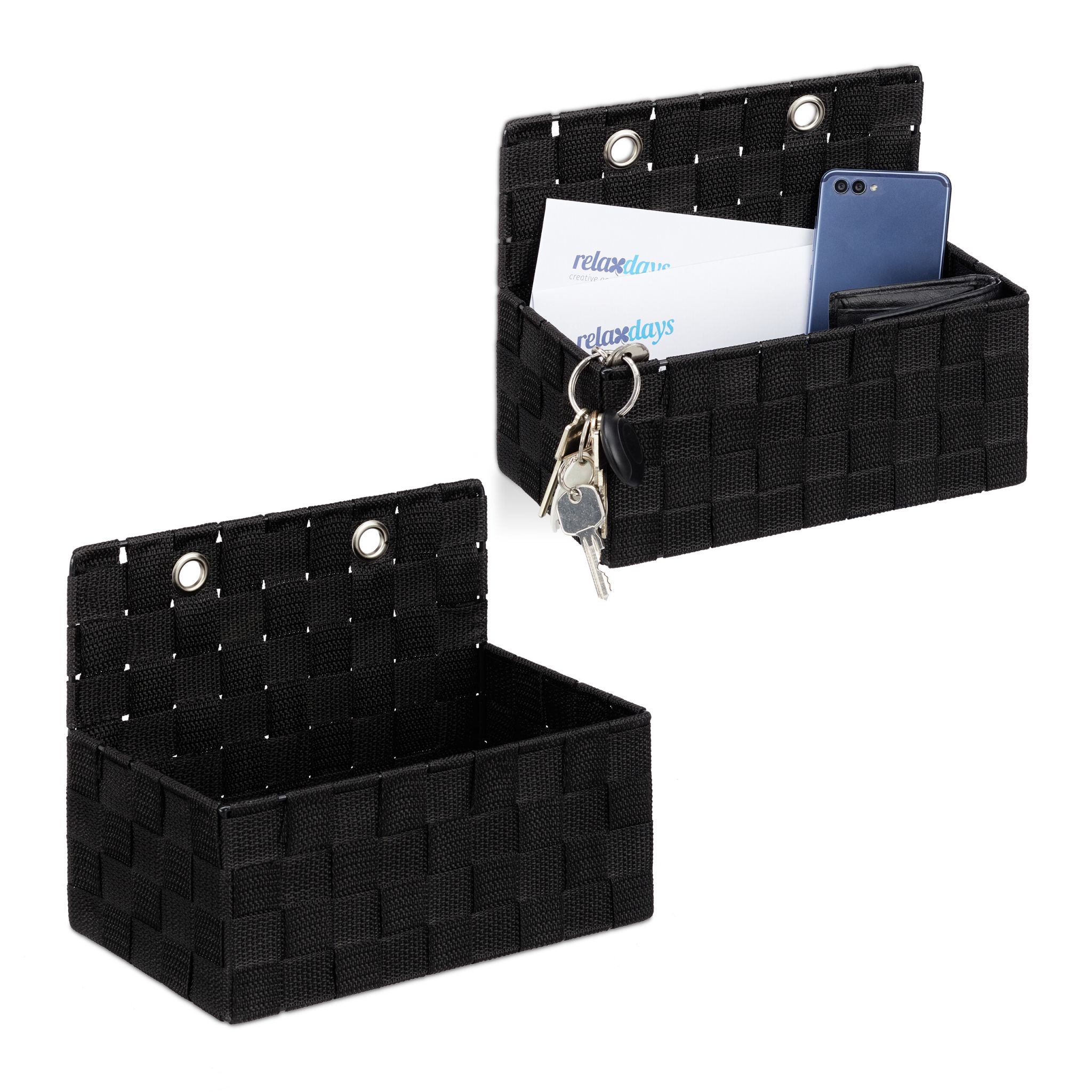 Hängende Aufbewahrungskörbe 2er-Set Schwarz