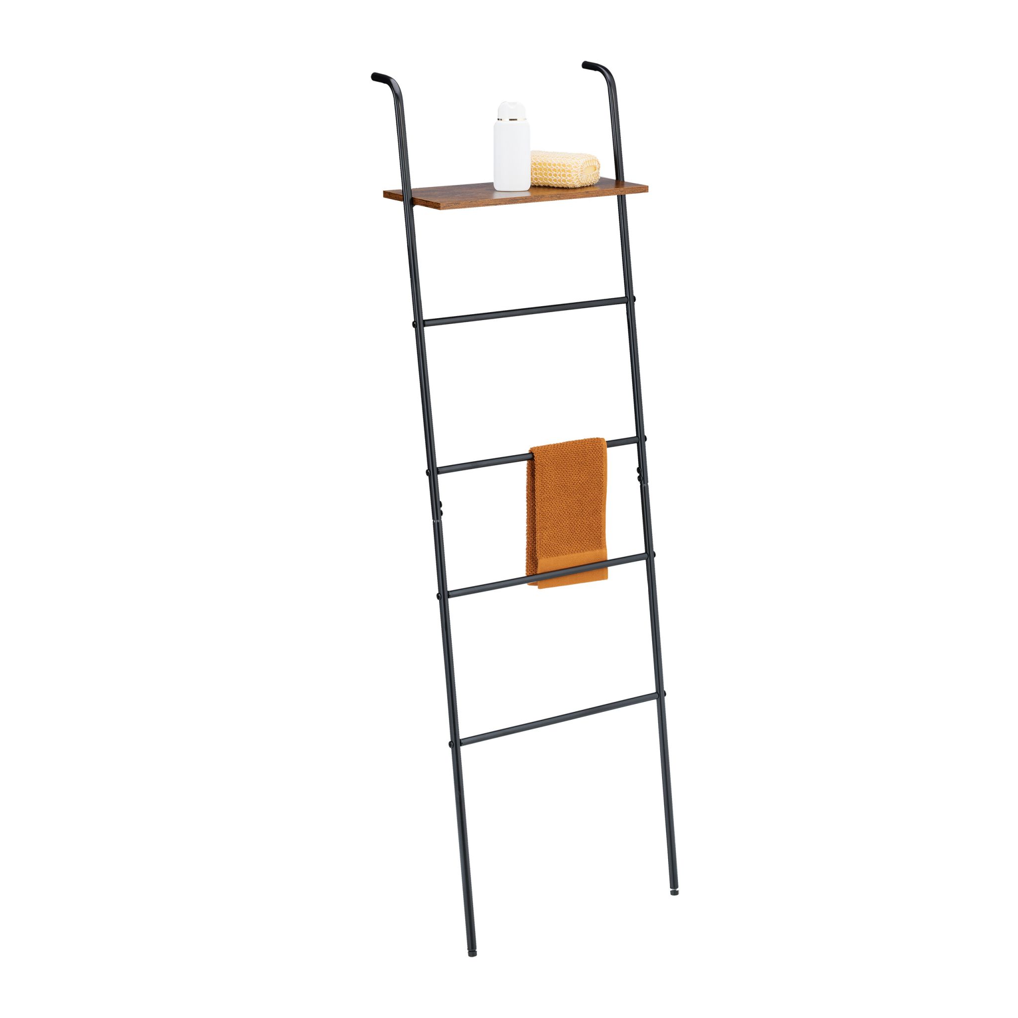 Industrial Handtuchleiter mit Ablage Braun-Schwarz
