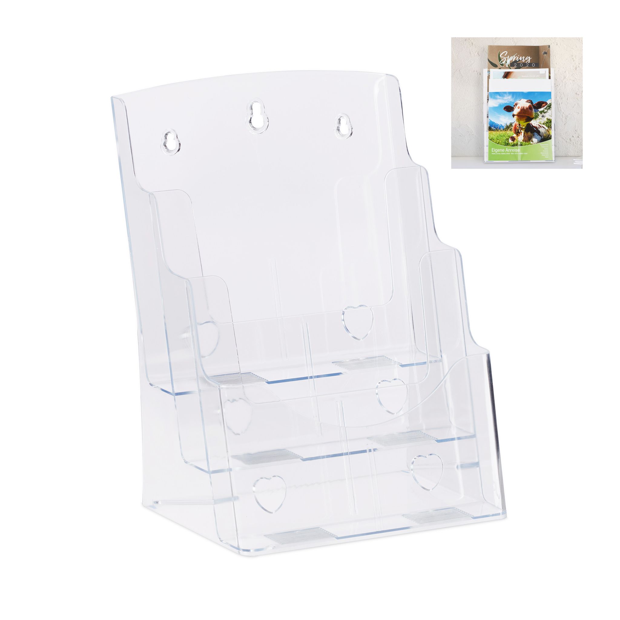 Prospekthalter A4 / DIN Lang 3 Etagen Transparent