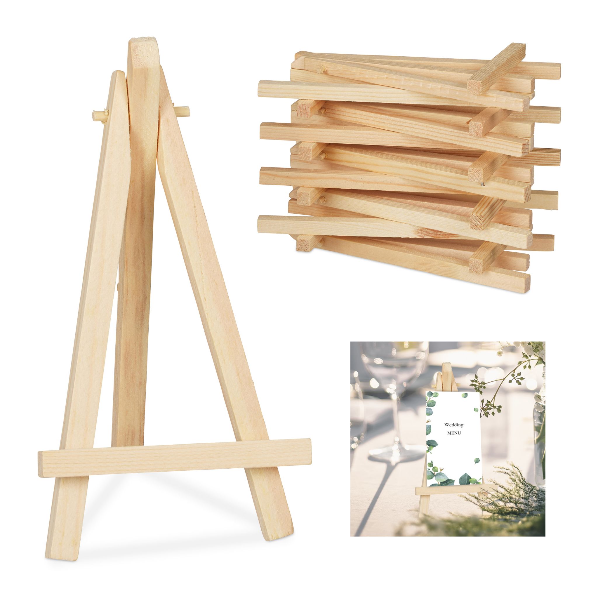 Staffelei klein Holz 10er-Set Hellbraun