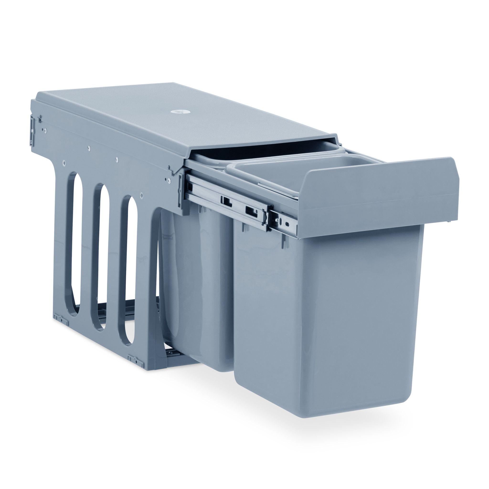 Einbaumülleimer Küche 2x 8L Silber-Grau