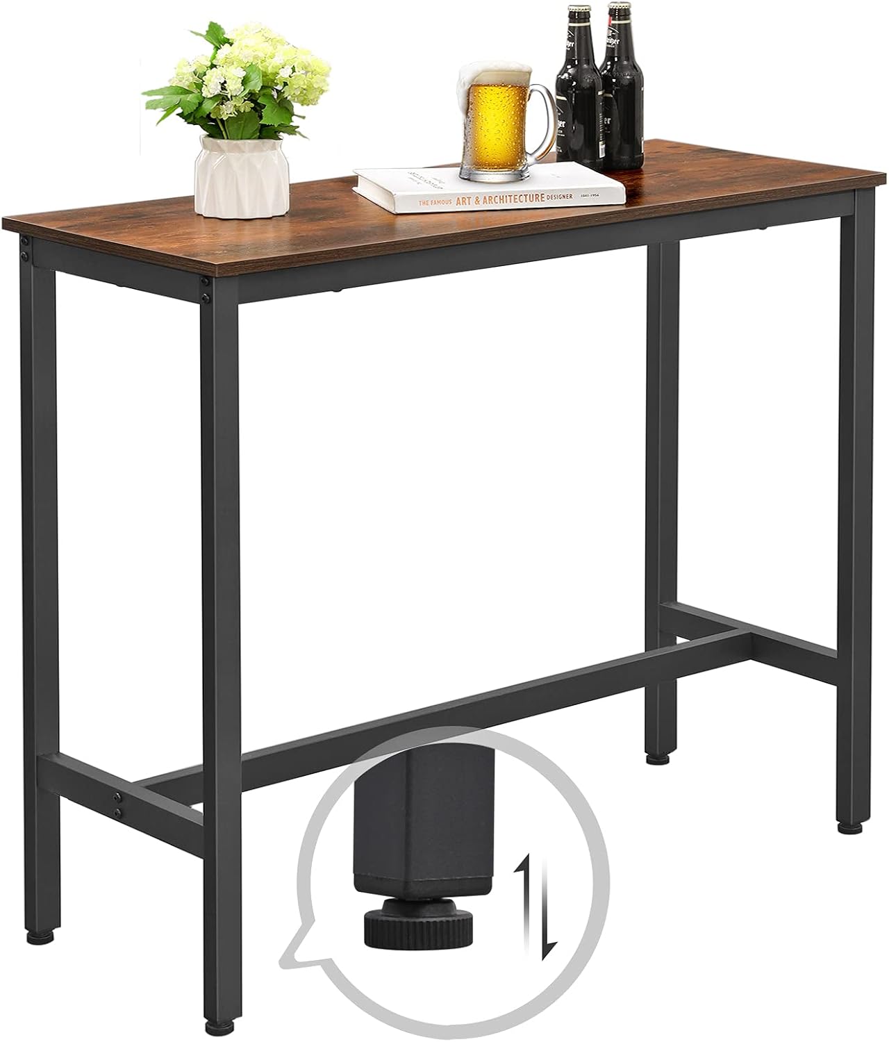Bartisch Industrie-Design schmall vintagebraun Metall
