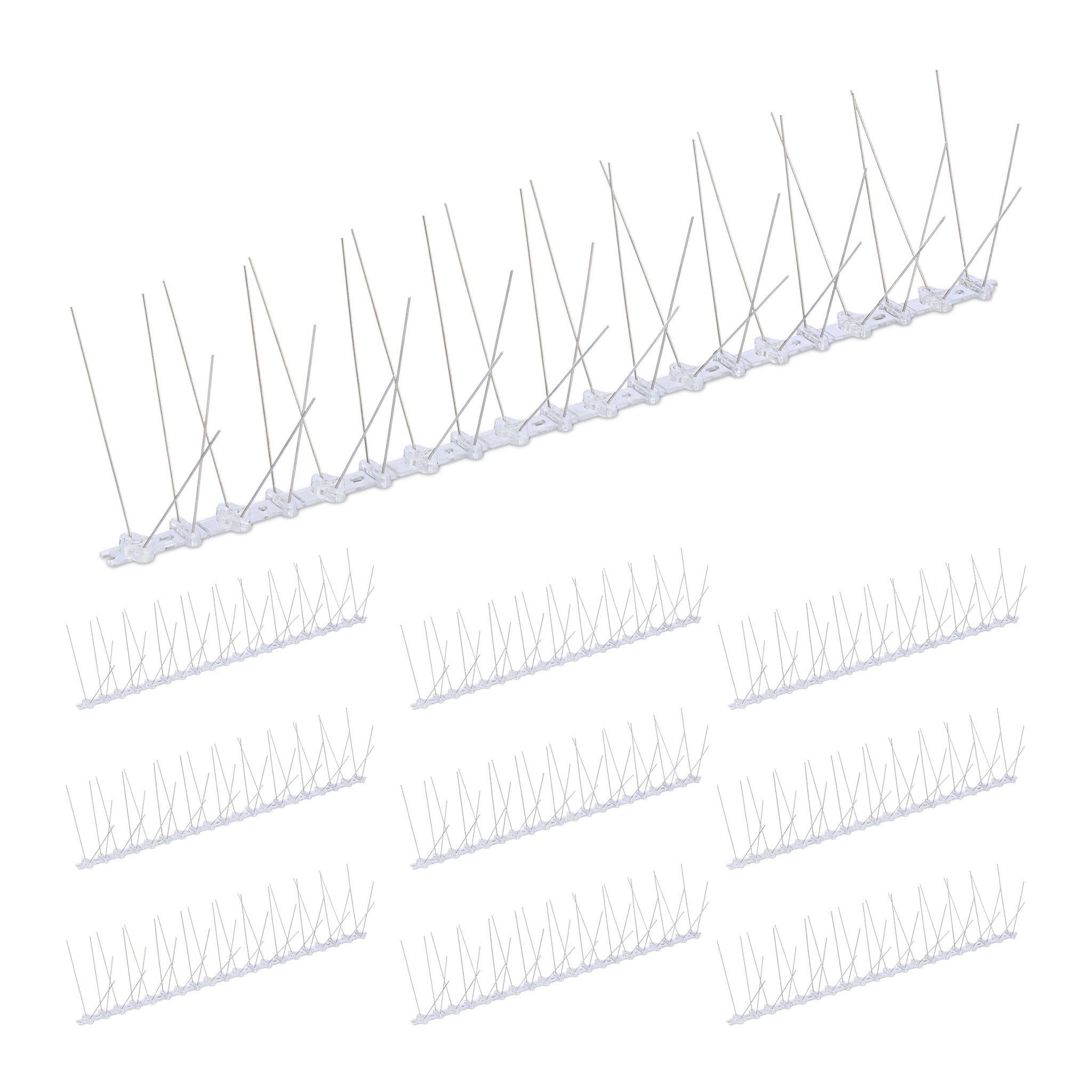 Vogelabwehr Spikes 10er-Set Silber-Transparent