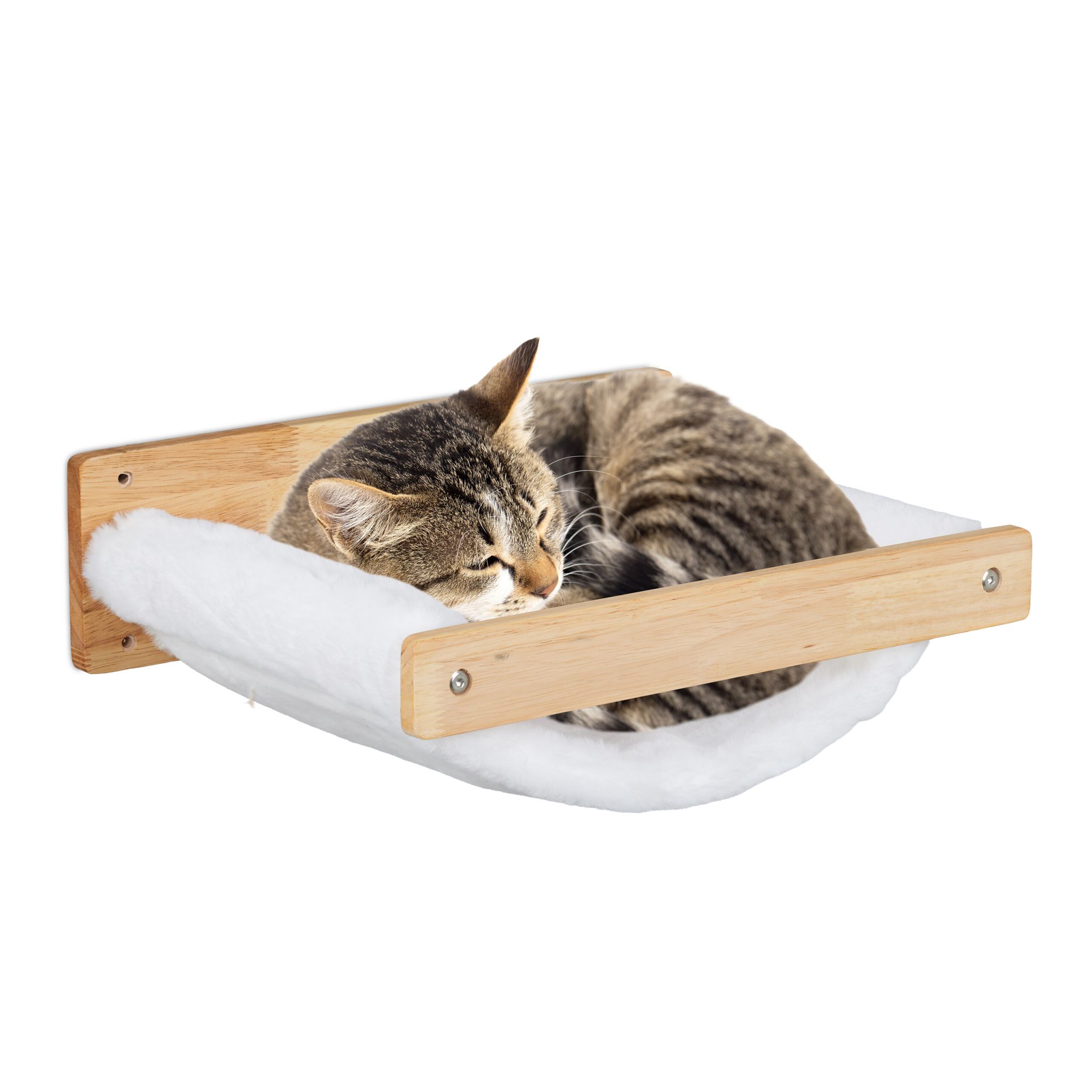 Katzenhängematte Wand Weiss-Hellbraun