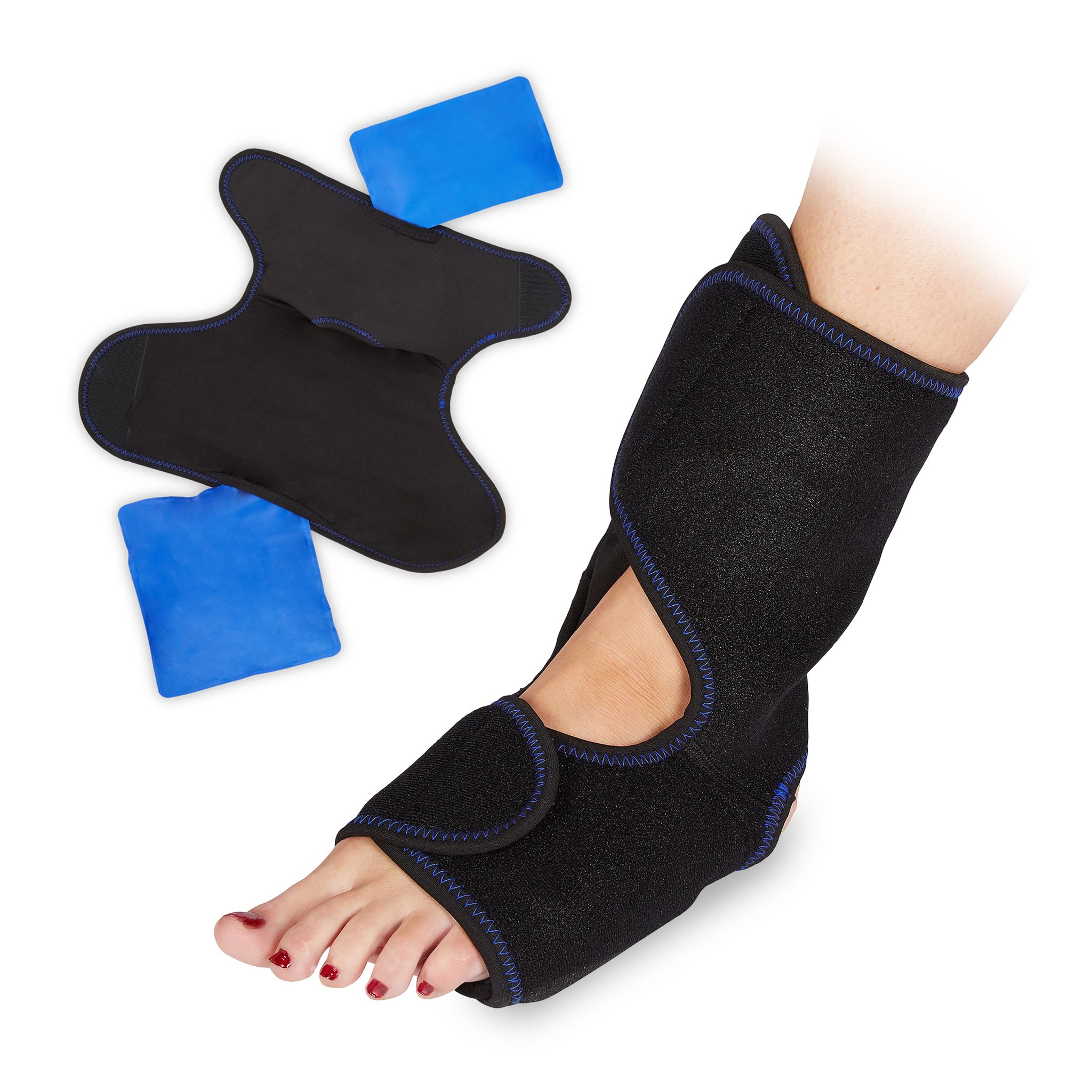 Fuss Kühlpad mit Klettverschluss Blau-Schwarz