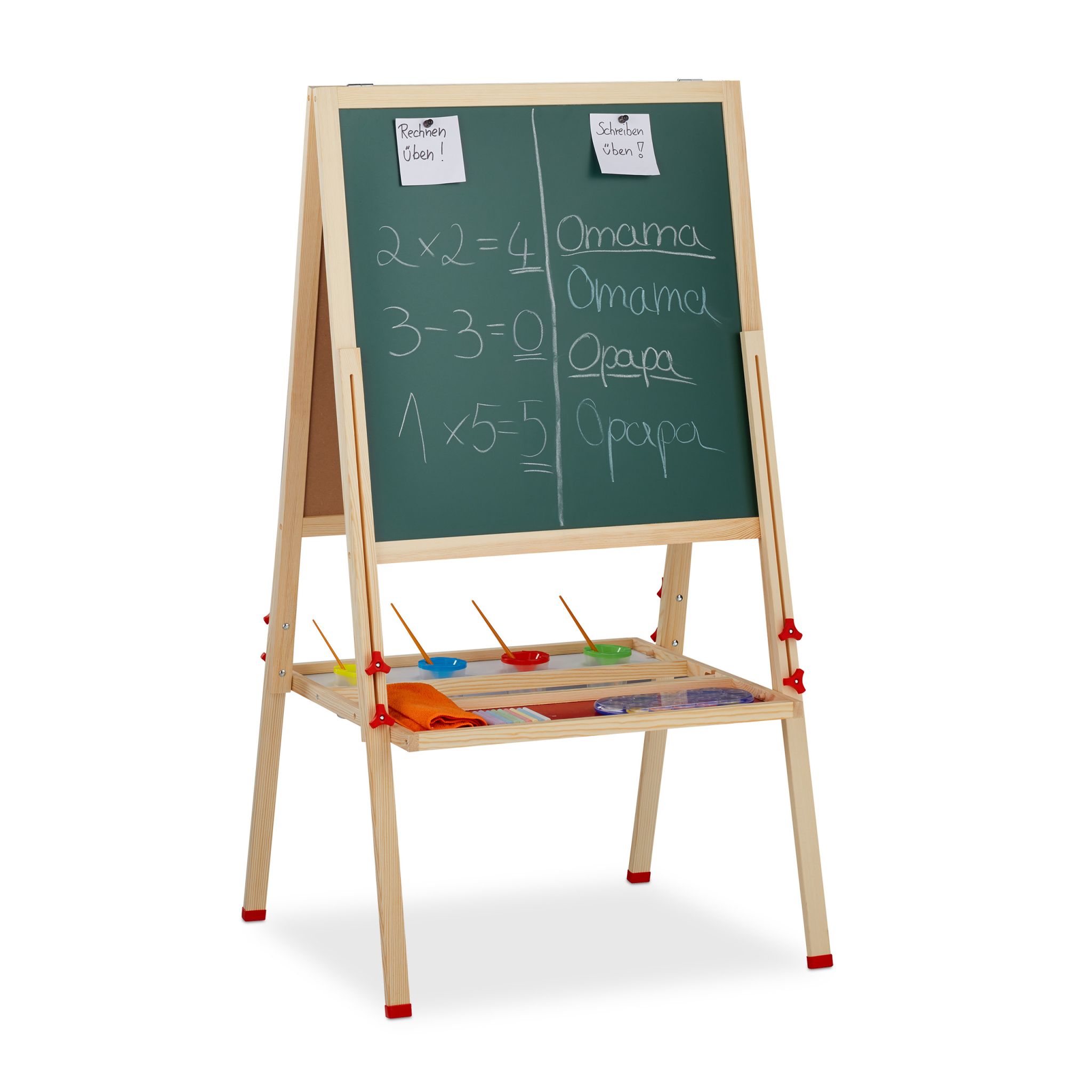 Standtafel Kinder mit Whiteboard Weiss-Dunkelgrün-Hellbraun