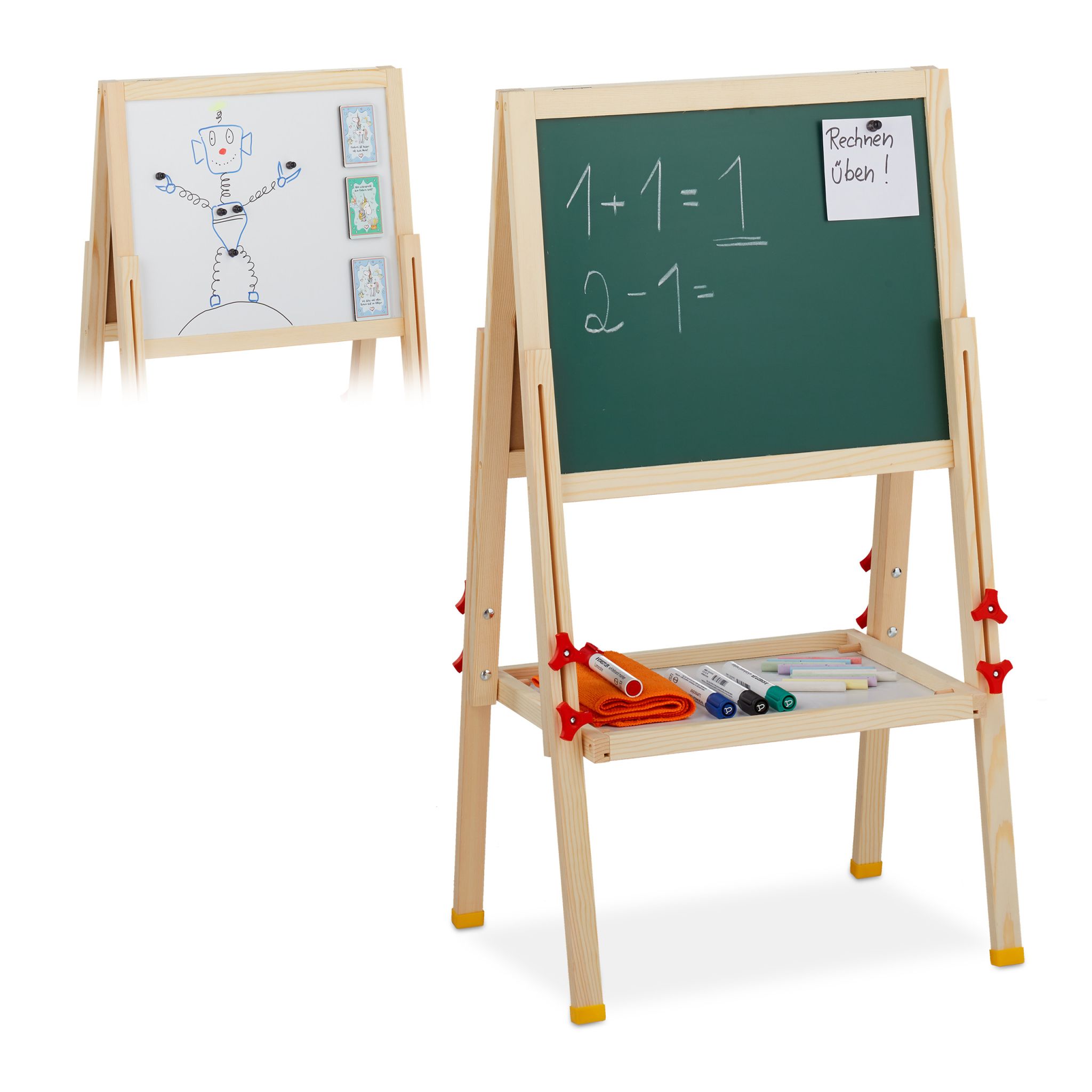 Standtafel für Kinder höhenverstellbar Weiss-Dunkelgrün-Hellbraun