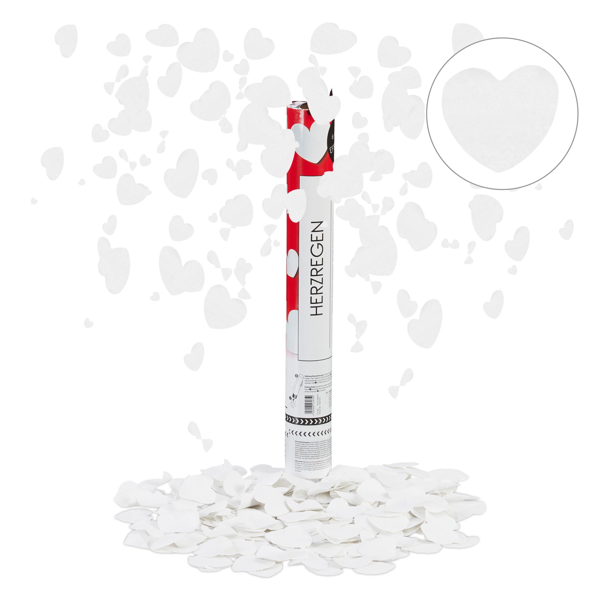Party Popper 40cm Herzen weiss Weiss