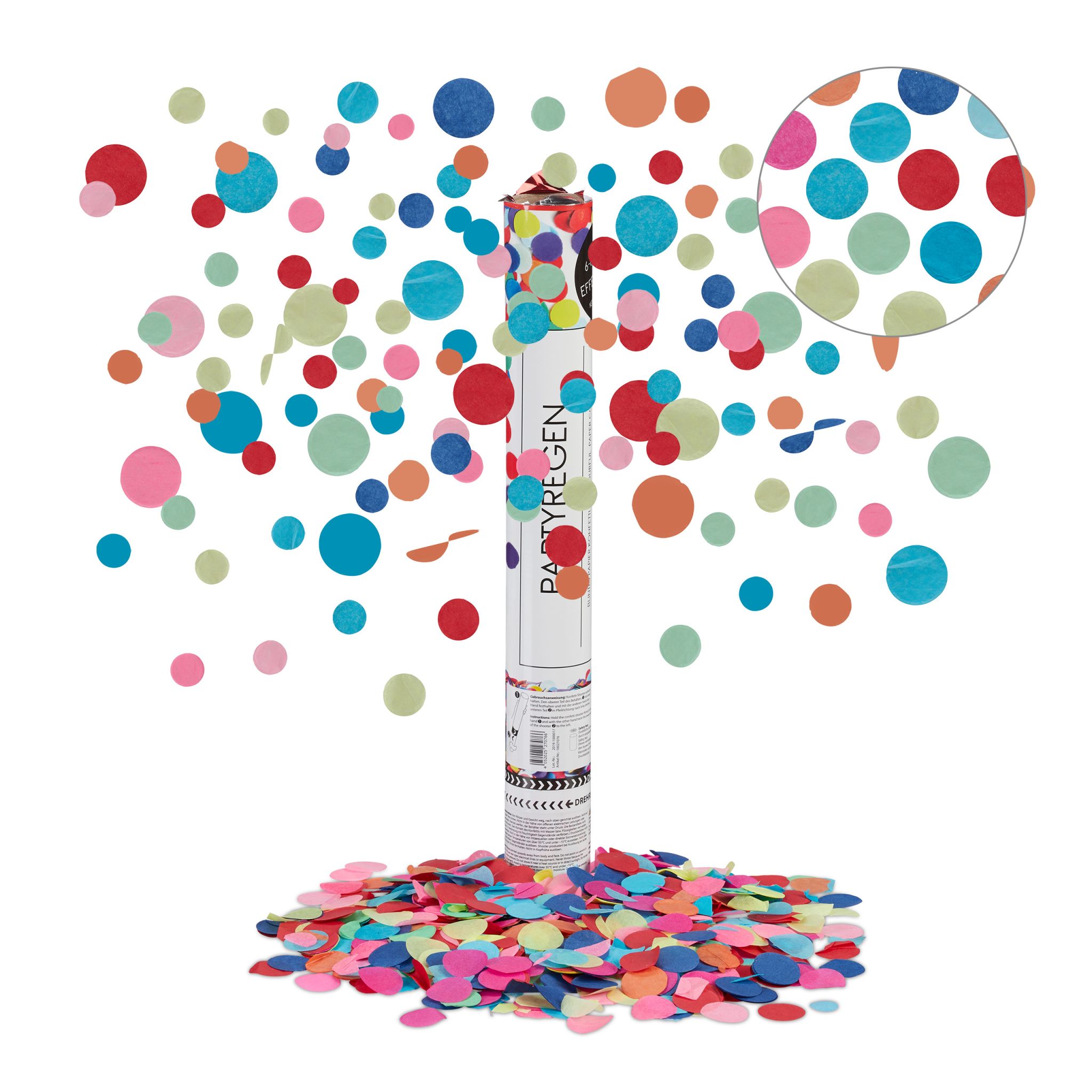 Party Popper 40cm bunt rund Blau-Grün-Rot