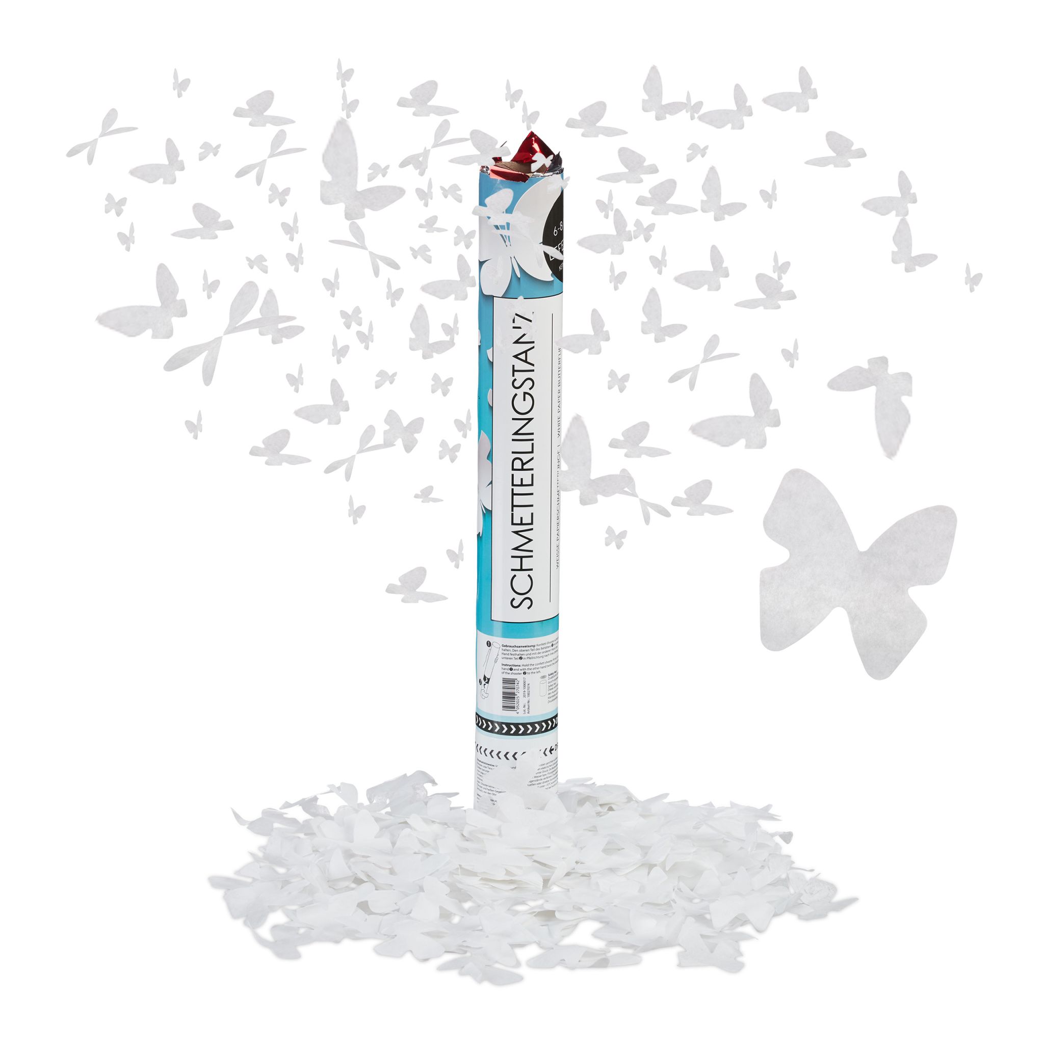 Party Popper 40cm Schmetterling Weiss