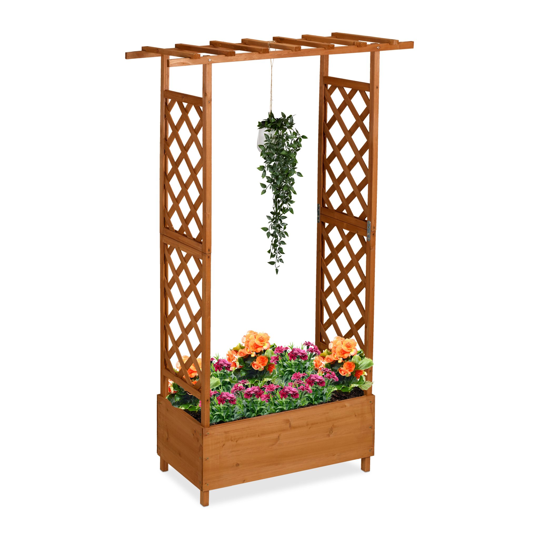 Blumenkasten mit Rankgitter & Dach Orange