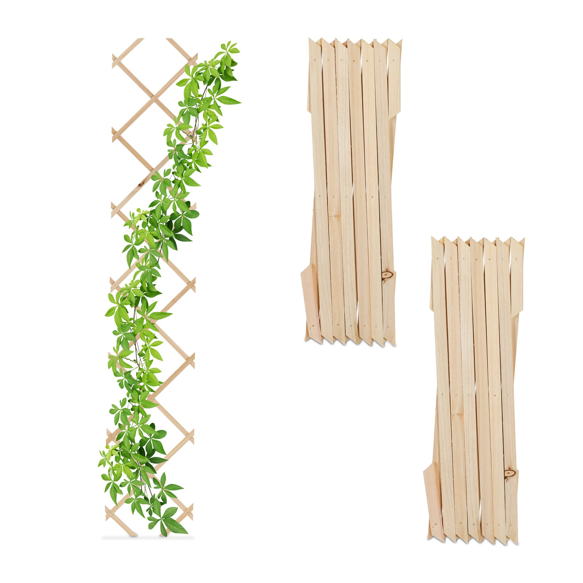 Ausziehbares Rankgitter 3er-Set Hellbraun