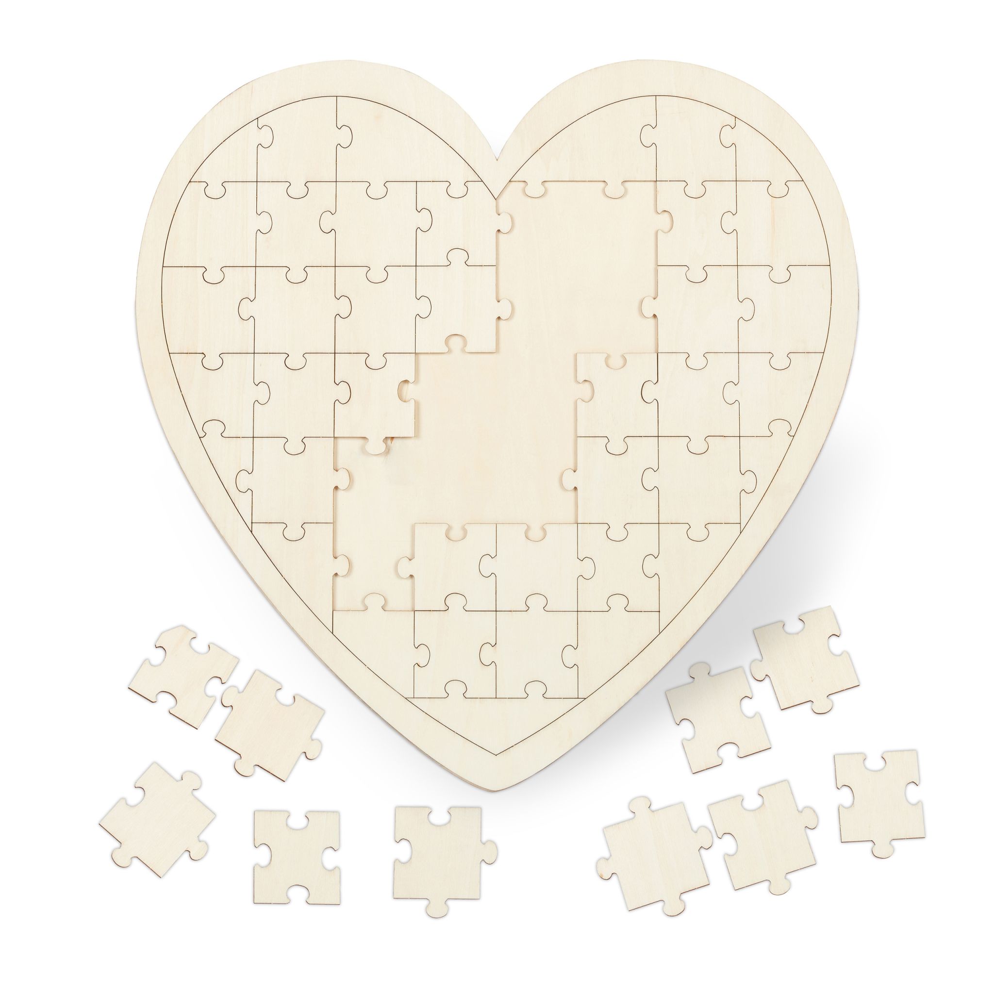 Herzpuzzle Hochzeit Holz Creme