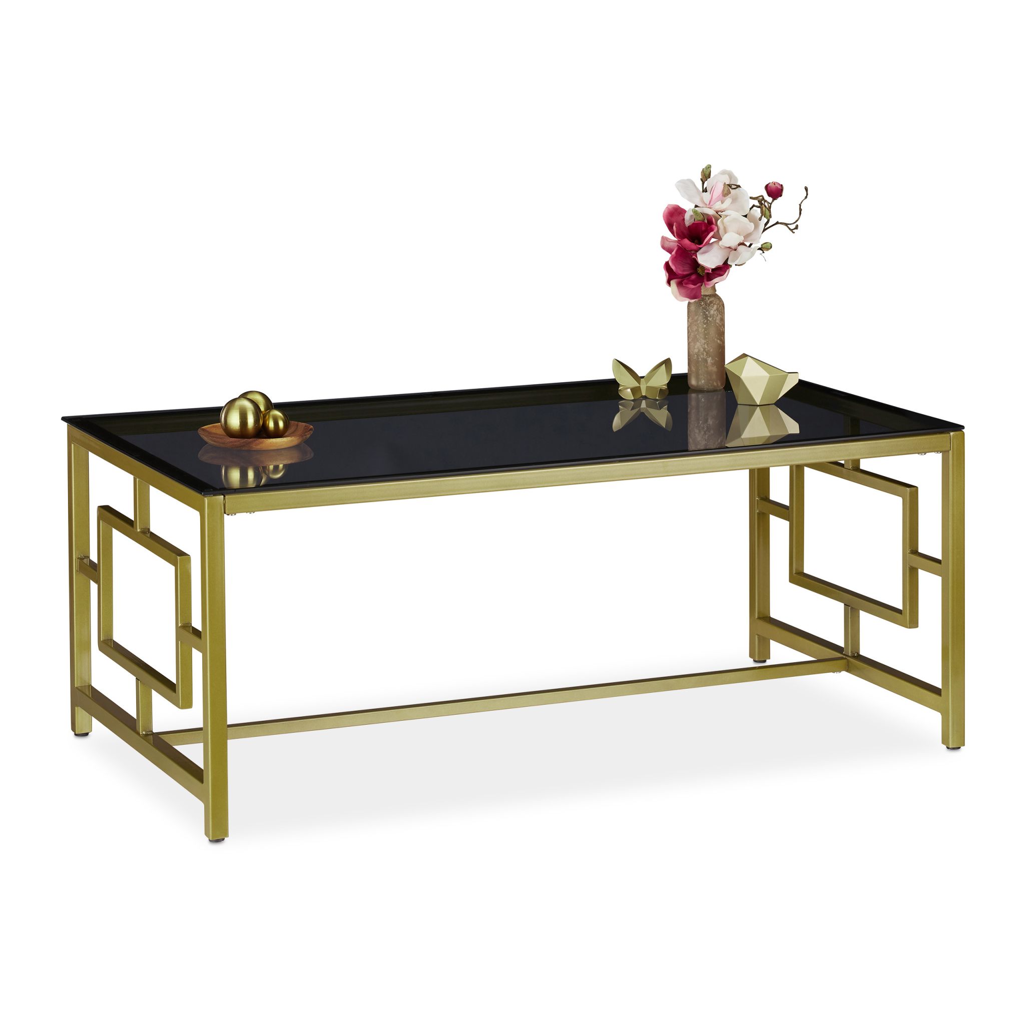 Couchtisch Glas Schwarz & Gold Gold-Schwarz