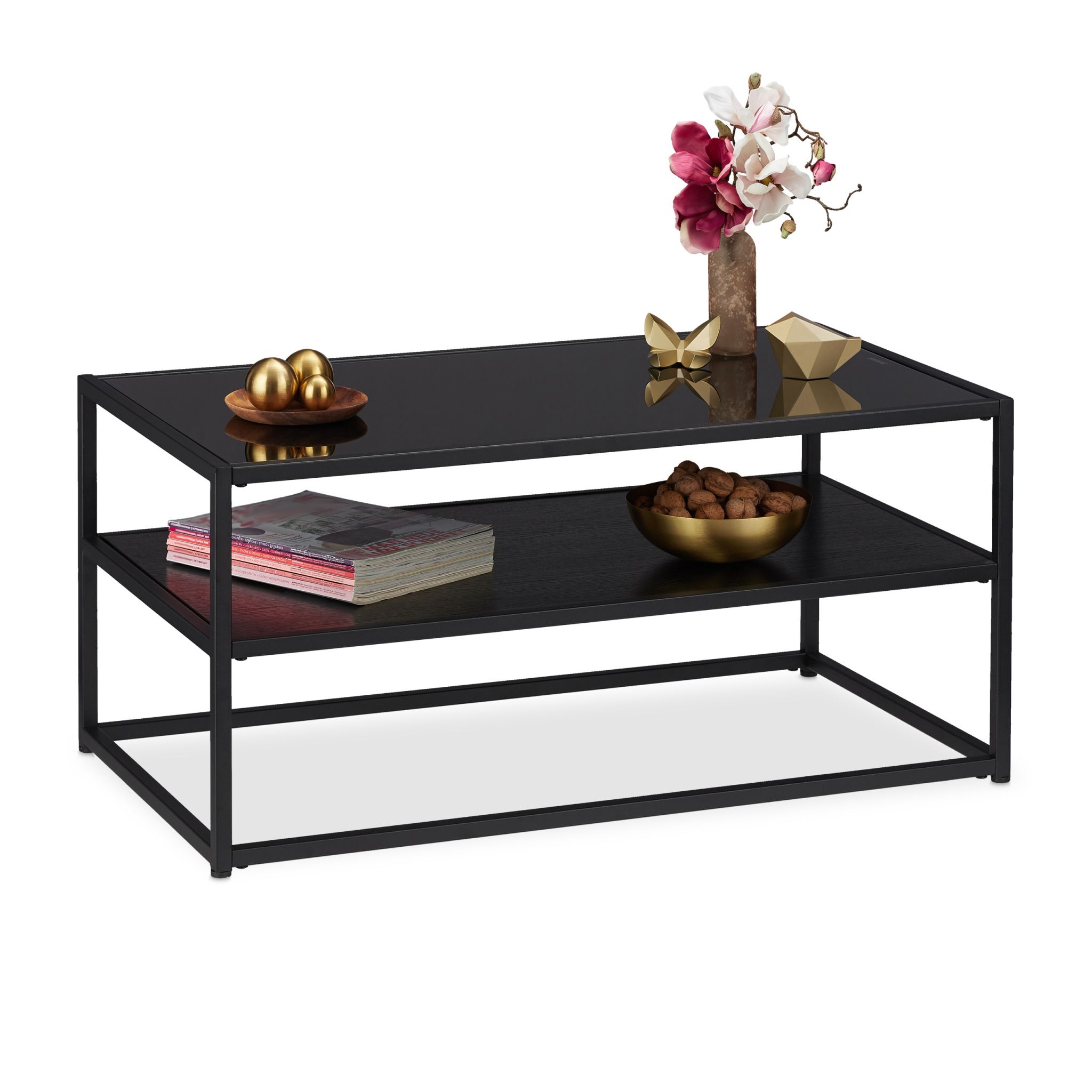 Couchtisch mit Glasplatte Schwarz