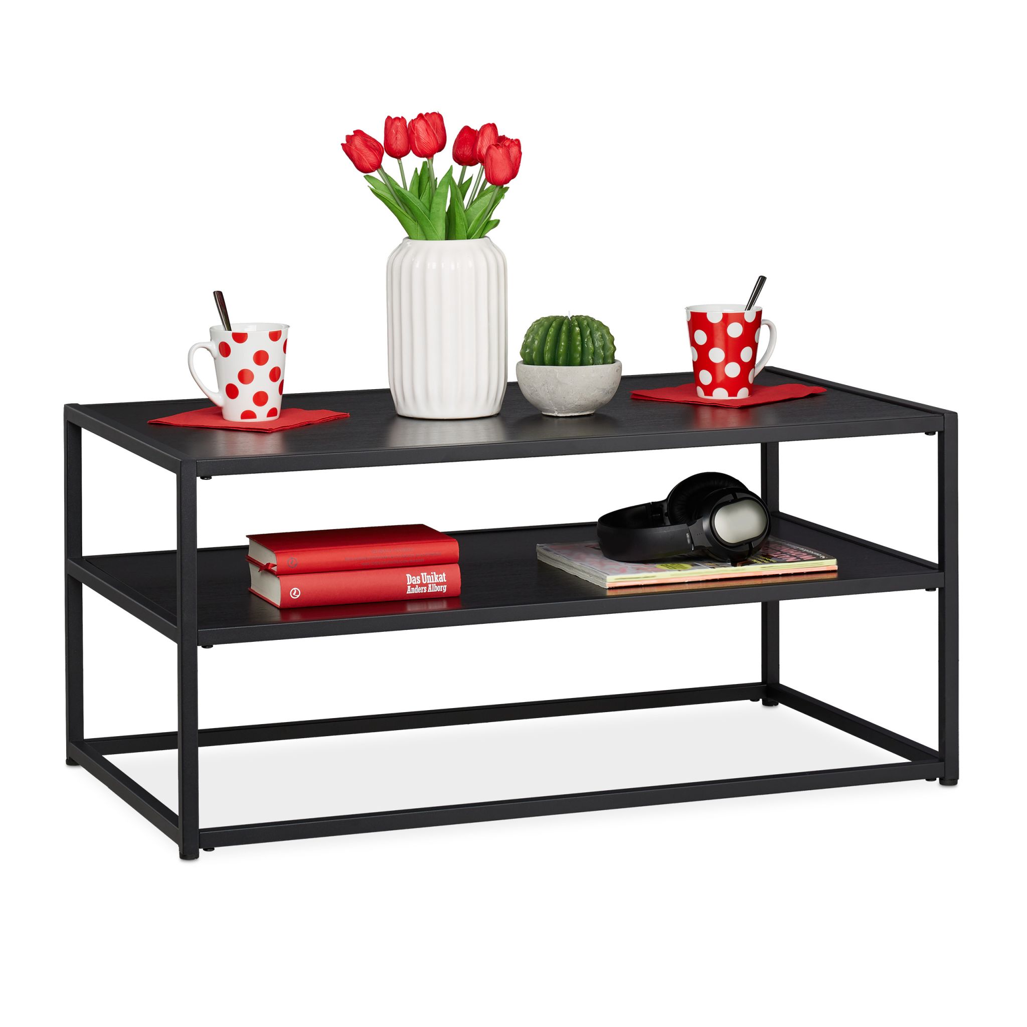 Couchtisch schwarz mit Ablage Schwarz